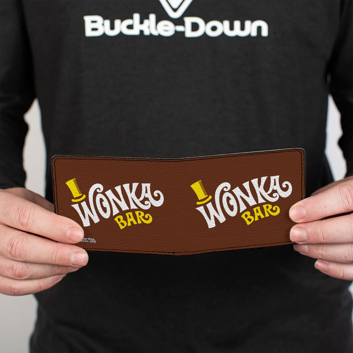 Bi-Fold Wallet - Willy Wonka and the Chocolate Factory WONKA BAR Wrapper Logo Brown Yellow White