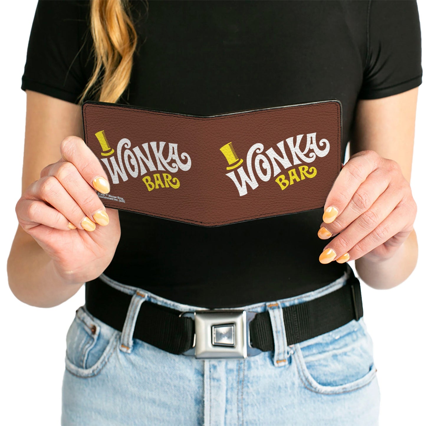 Bi-Fold Wallet - Willy Wonka and the Chocolate Factory WONKA BAR Wrapper Logo Brown Yellow White