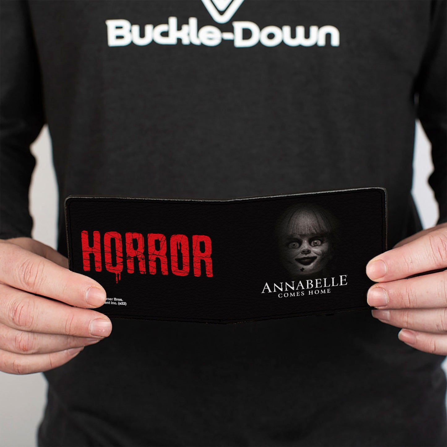 Bi-Fold Wallet - ANNABELLE COMES HOME Face Close-Up + HORROR Text Black/Red