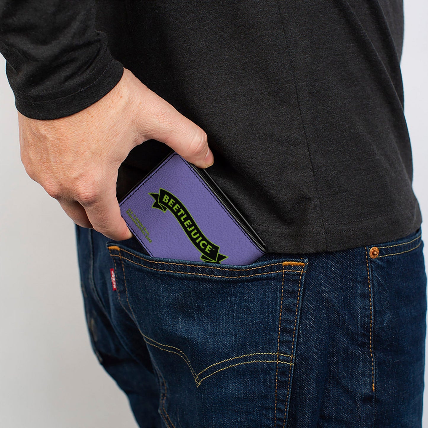 Bi-Fold Wallet - Beetlejuice Chibi THE GHOST WITH THE MOST Pose Purple/Green/Black