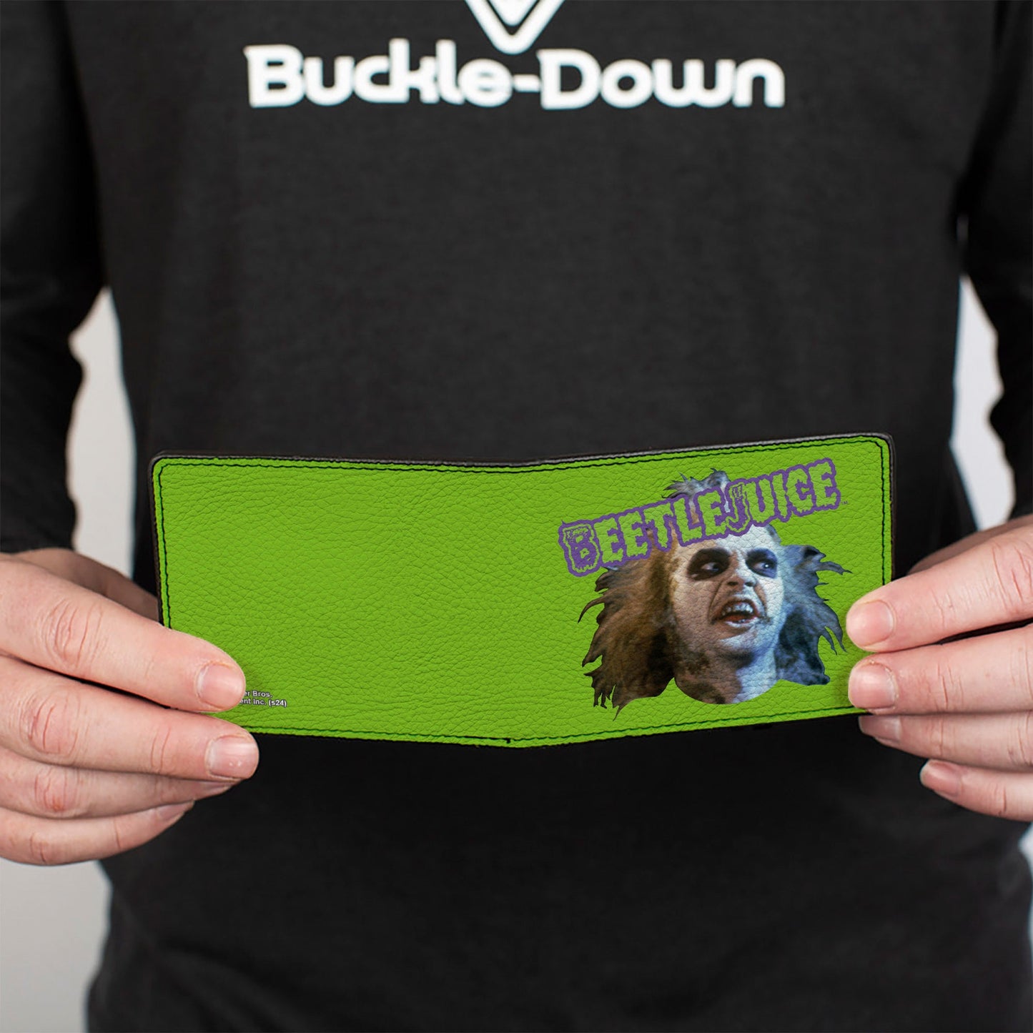 Bi-Fold Wallet - BEETLEJUICE Face and Text Green/Purple