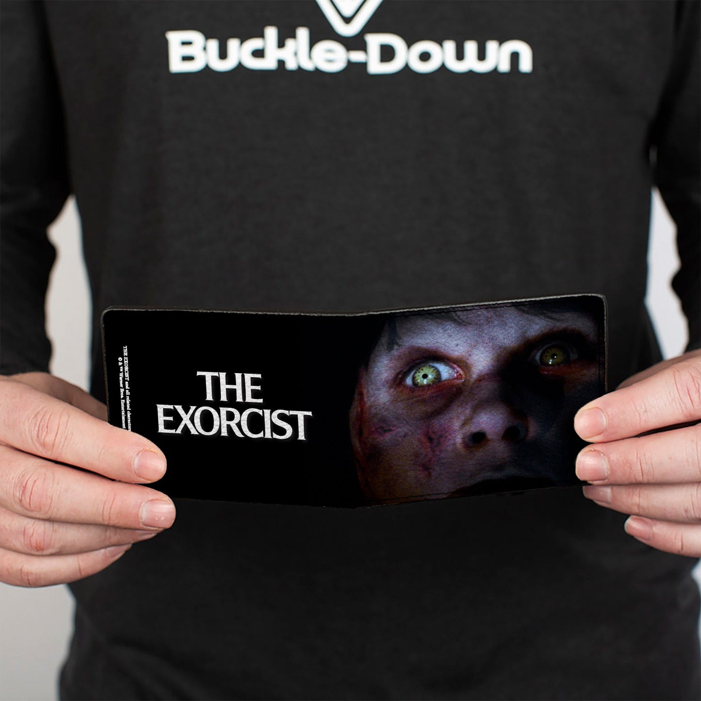 Bi-Fold Wallet - The Exorcist Regan's Face CLOSE-UP + Logo Black White