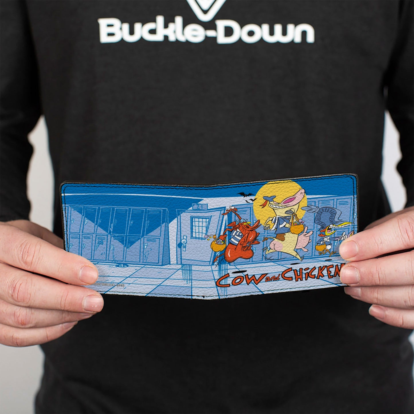 Bi-Fold Wallet - COW AND CHICKEN with Red Guy Running Pose and Title Logo Blues