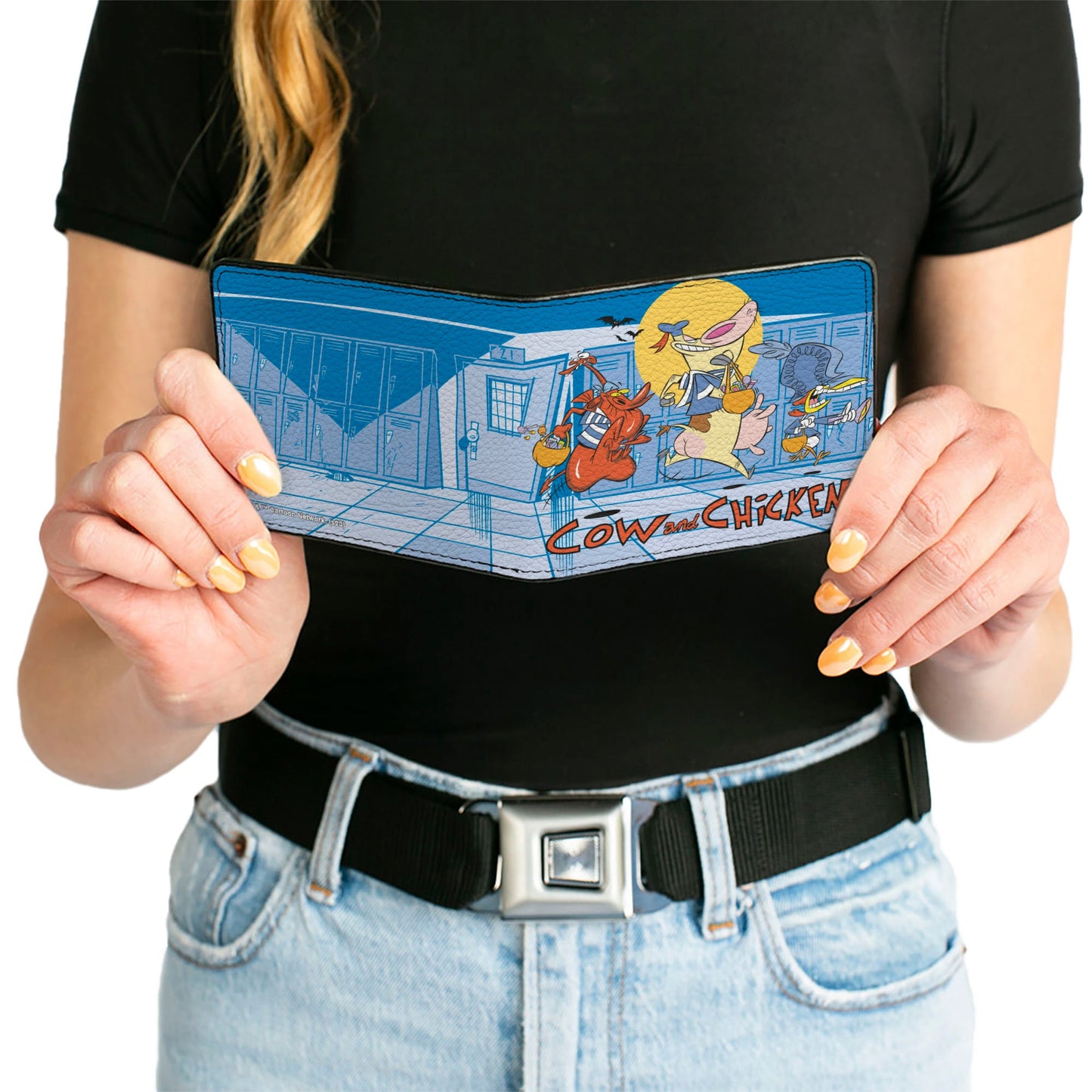 Bi-Fold Wallet - COW AND CHICKEN with Red Guy Running Pose and Title Logo Blues