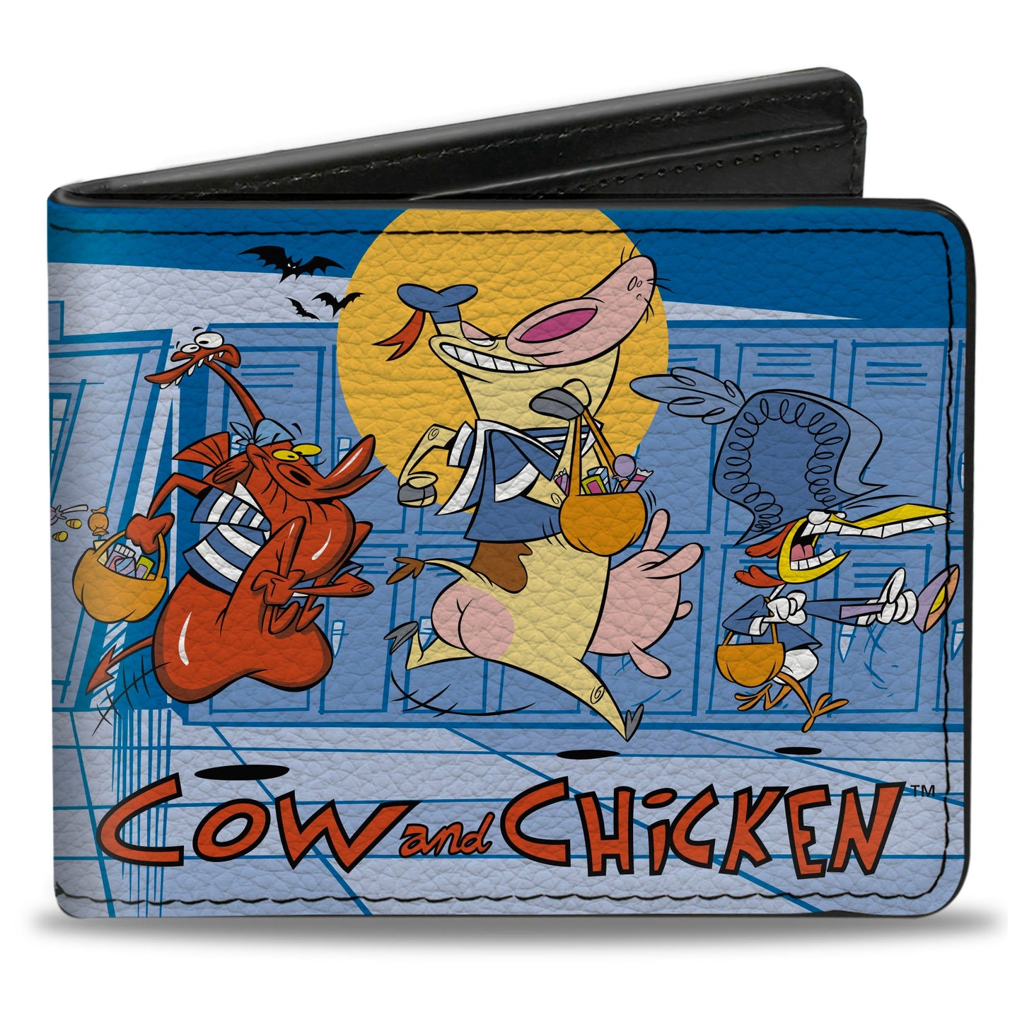 Bi-Fold Wallet - COW AND CHICKEN with Red Guy Running Pose and Title Logo Blues