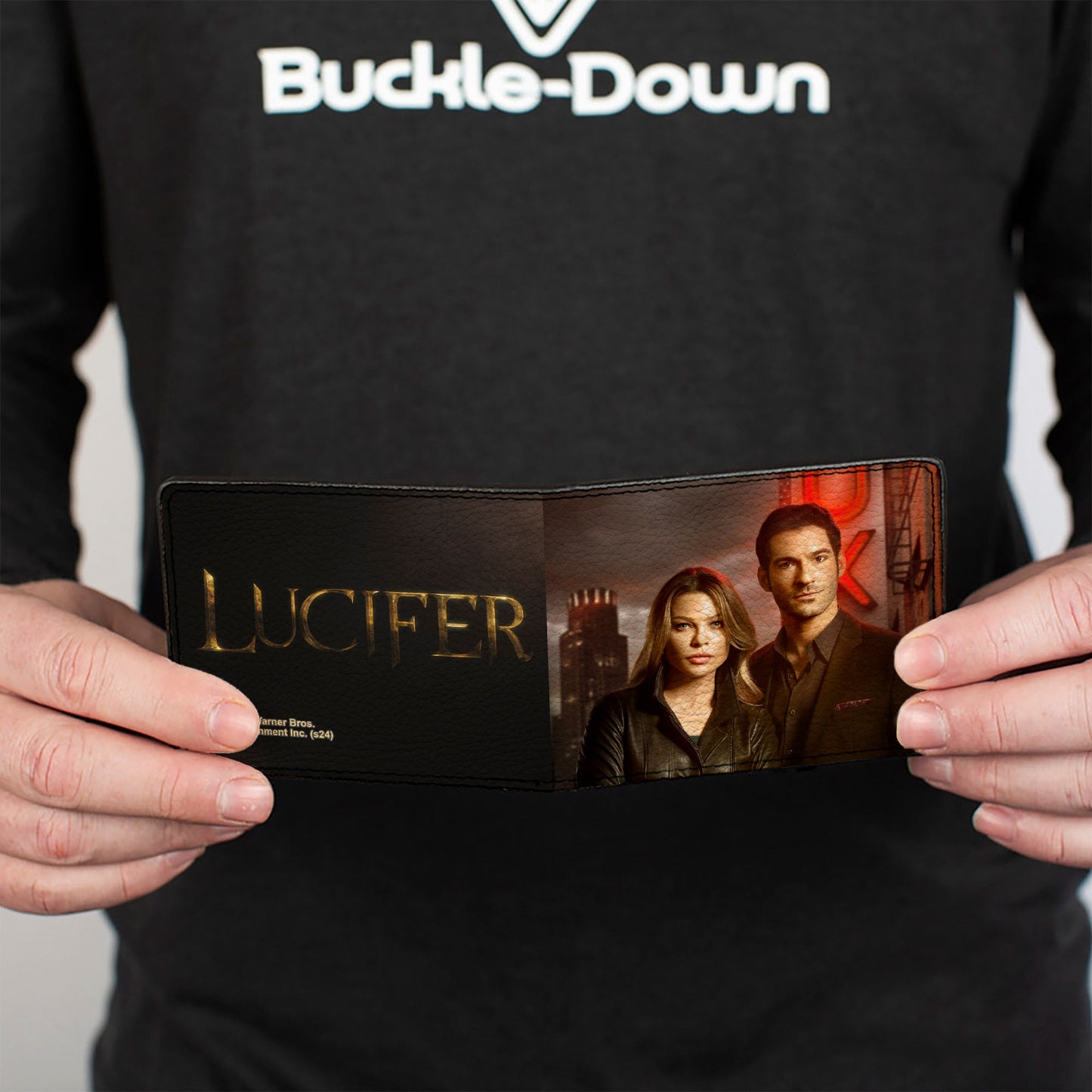 Bi-Fold Wallet - LUCIFER Title Logo and Detective Chloe Lux Nightclub Pose