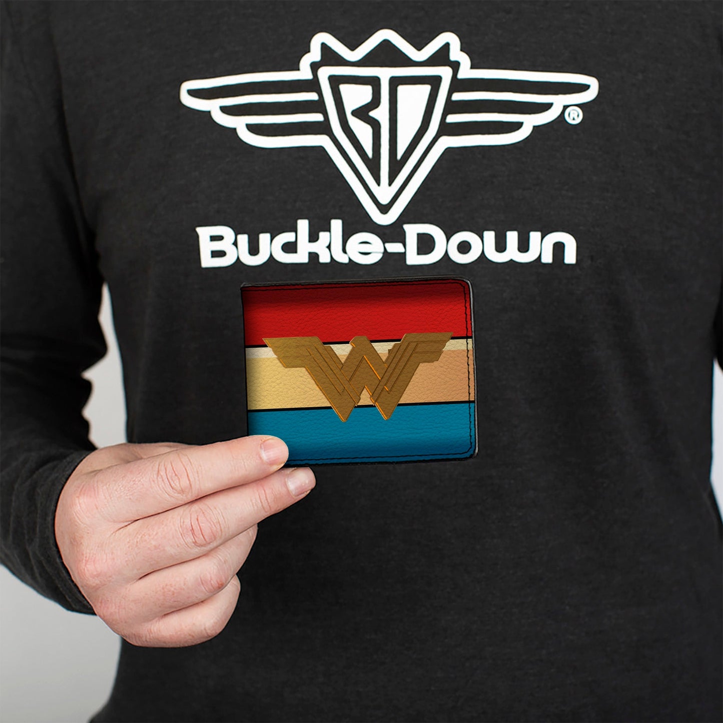 Bi-Fold Wallet - Wonder Woman 2017 Icon Stripe Red Golds Blue