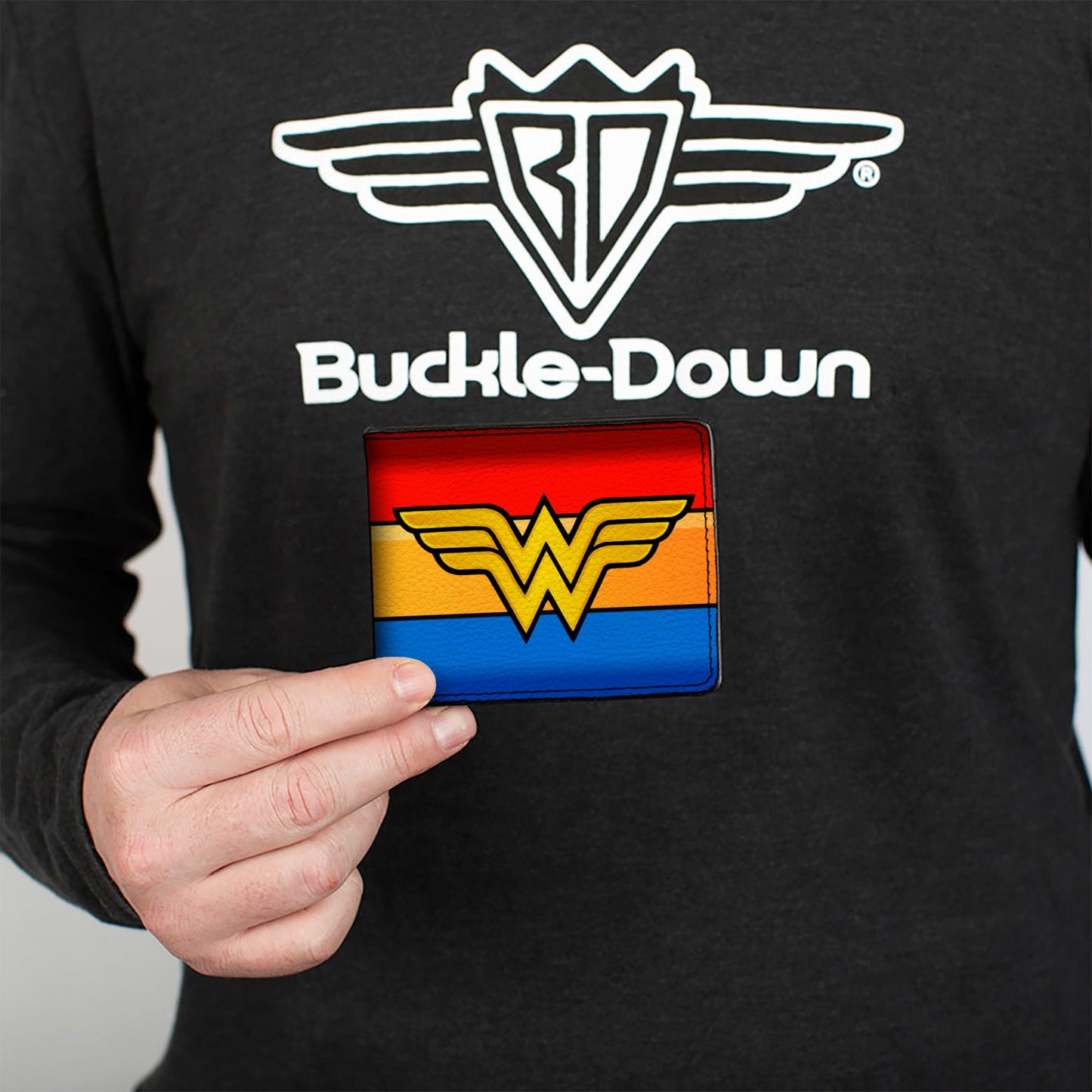 Bi-Fold Wallet - Wonder Woman Logo Stripe Red Yellows Blue