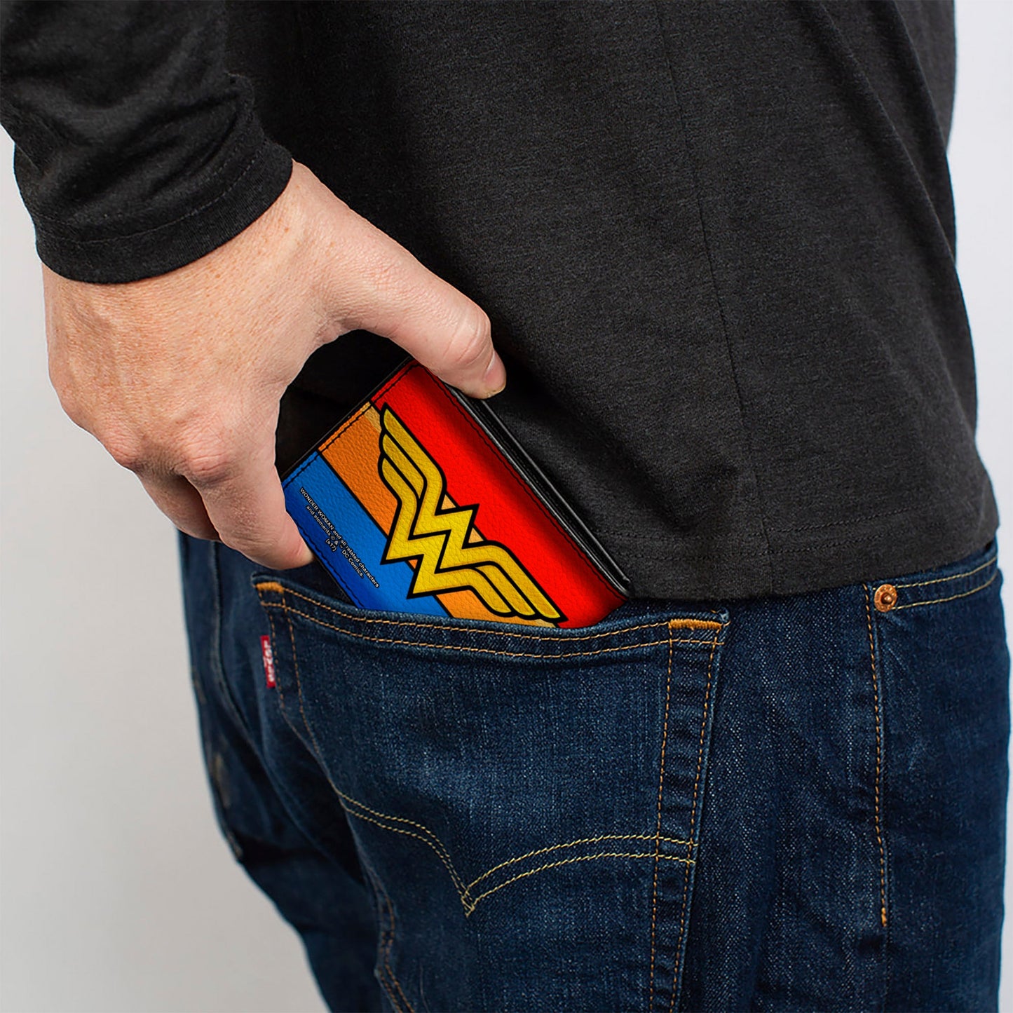 Bi-Fold Wallet - Wonder Woman Logo Stripe Red Yellows Blue