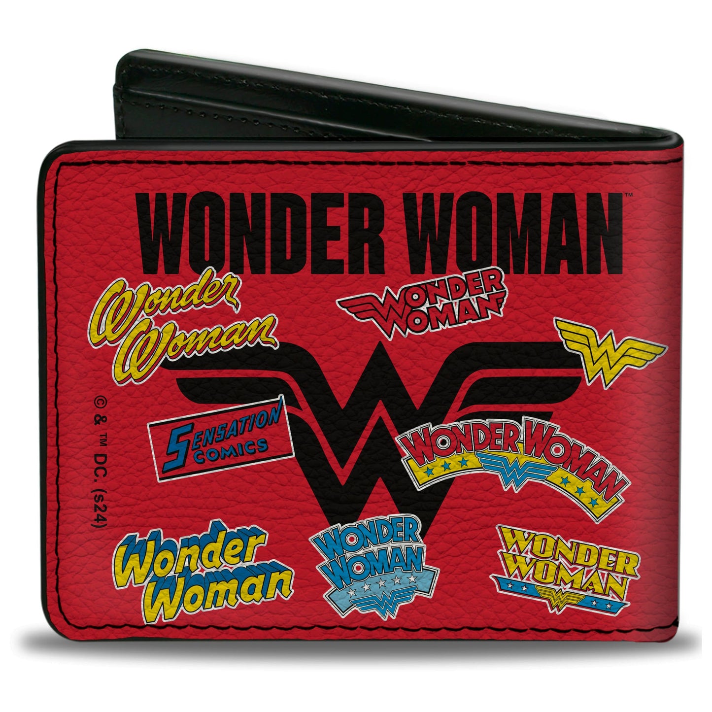 Bi-Fold Wallet - WONDER WOMAN Anniversary Logos Collage Red/Multi Color