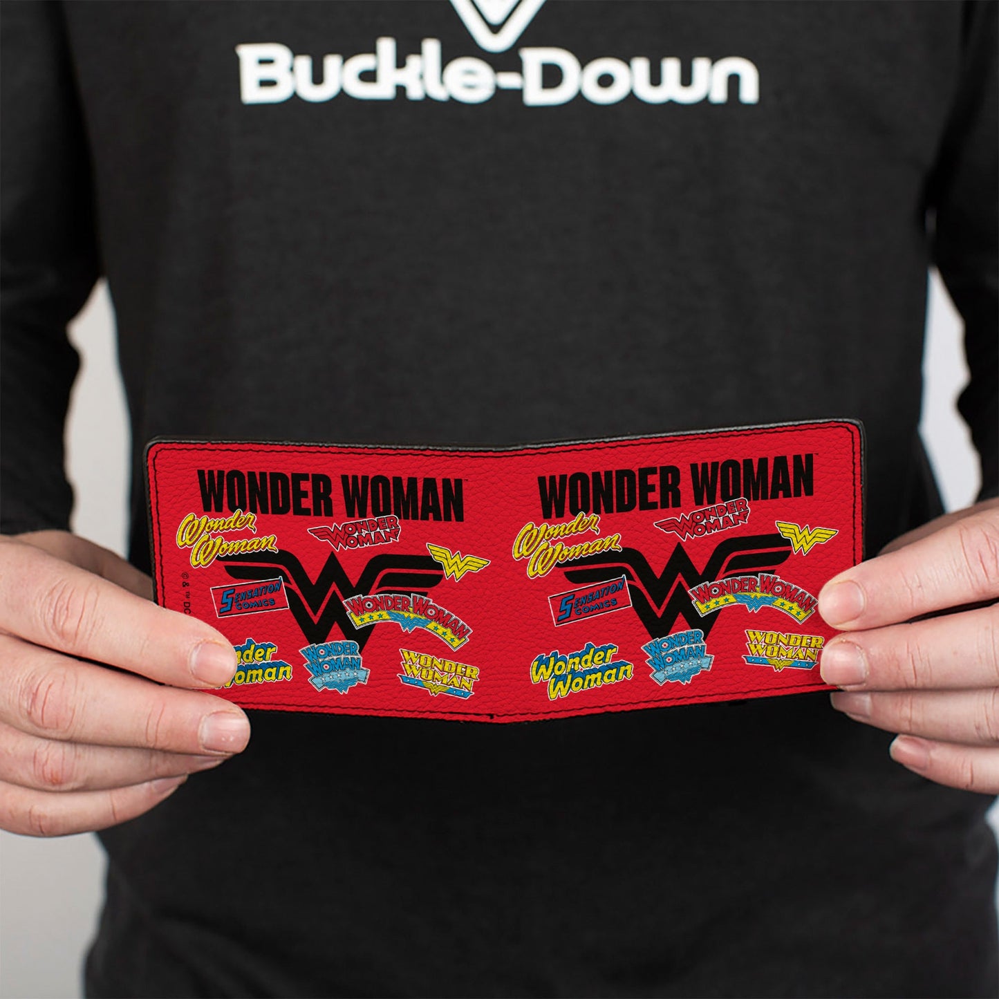 Bi-Fold Wallet - WONDER WOMAN Anniversary Logos Collage Red/Multi Color