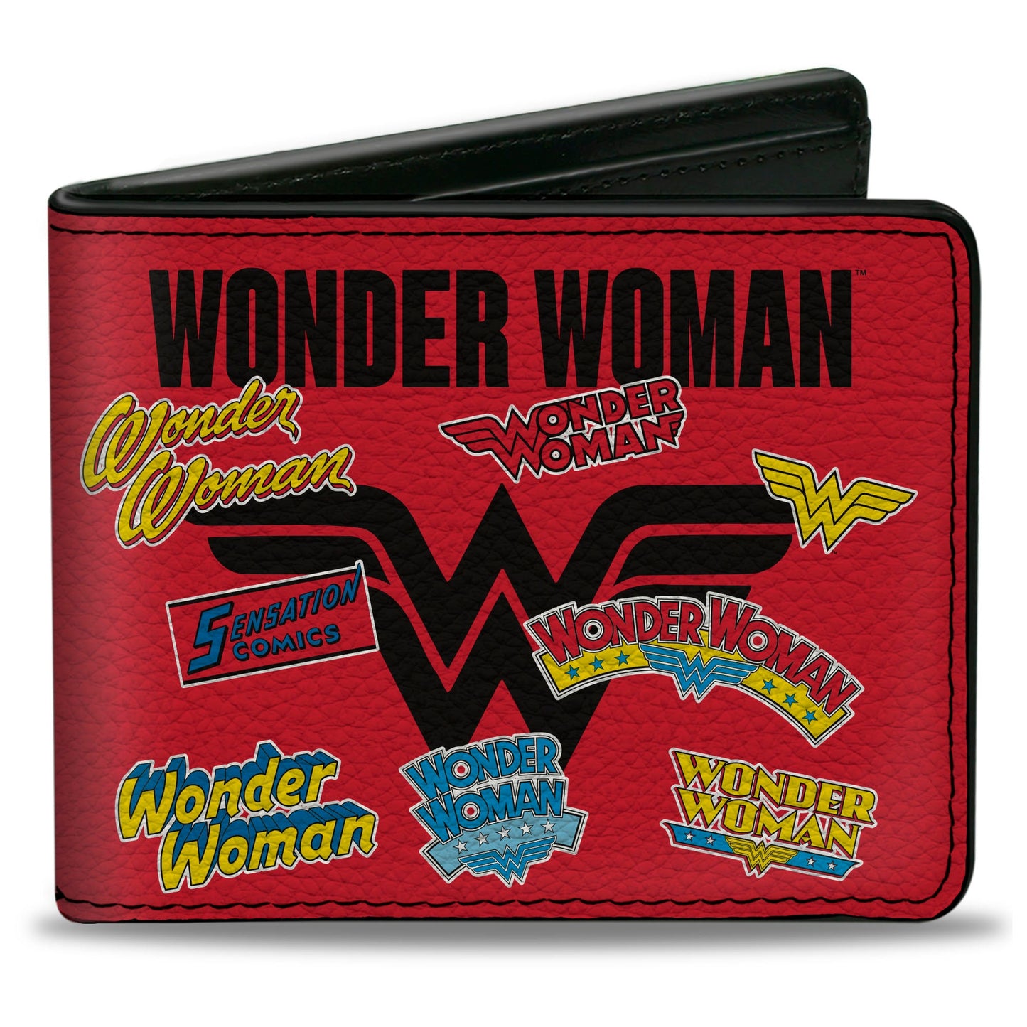 Bi-Fold Wallet - WONDER WOMAN Anniversary Logos Collage Red/Multi Color