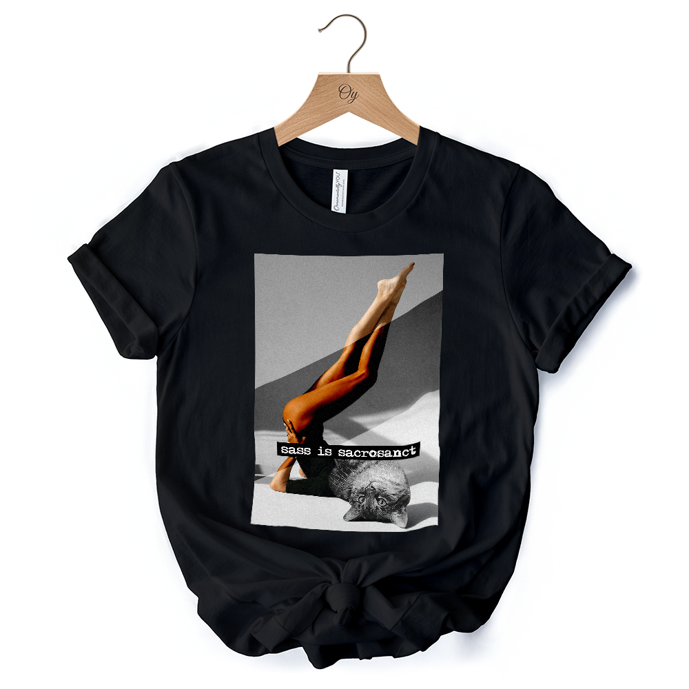 Sass is Sacrosanct 02 Concept Art Graphic T-Shirt, Sexy Cat Woman Black and White Streetwear Tee