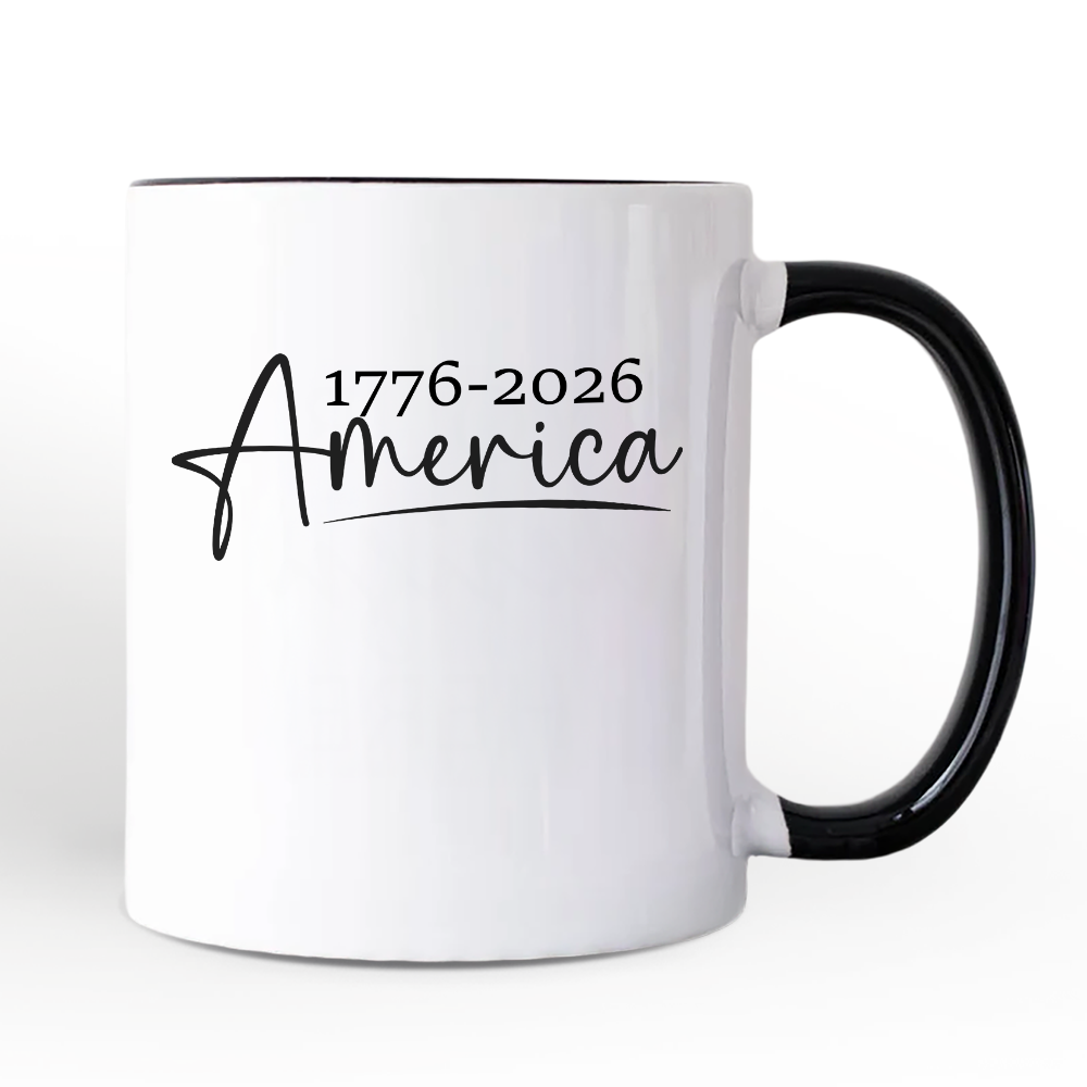 250 Years American Anniversary Personalized Mug, 4th of July Minimalistic Patriotic 1776โ2026 Gift with Custom Name