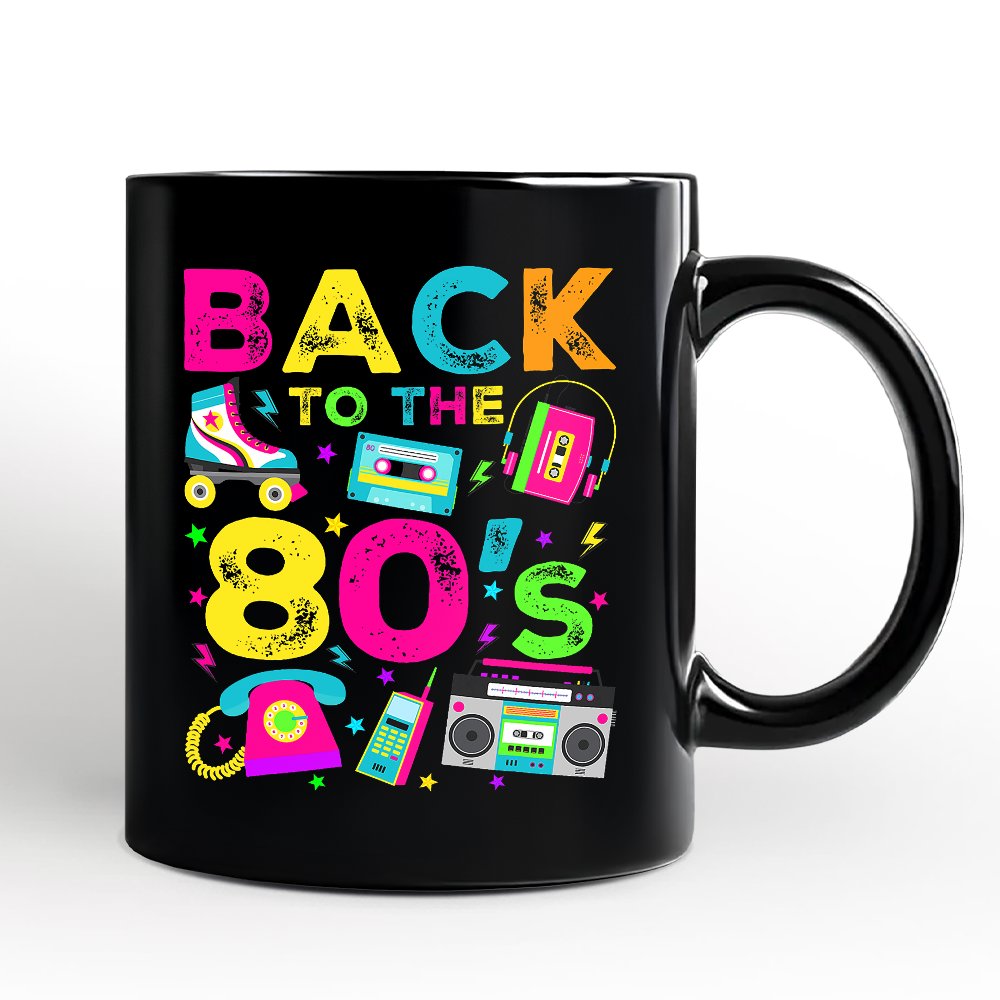 Back To The 80s Personalized Mug, Colorful Retro Eighties Party Gift with Custom Name