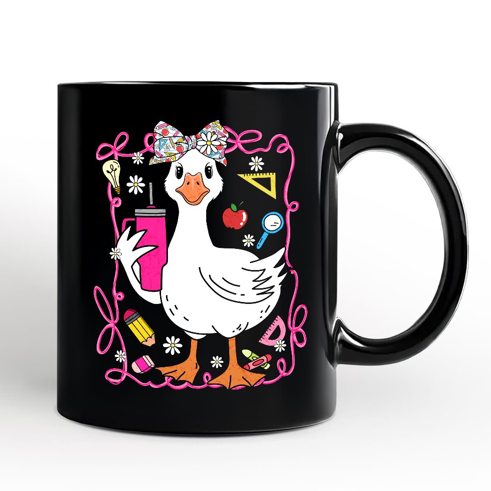 Coquette Teacher Goose Personalized Mug, Funny Gift with Custom Name