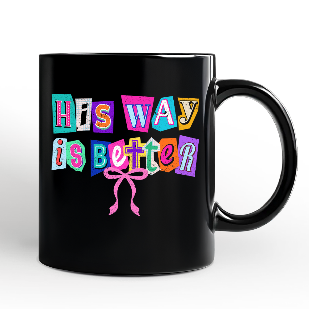 His Way Is Better Christian Personalized Mug, Retro Preppy Coquette Faith Gift with Custom Name