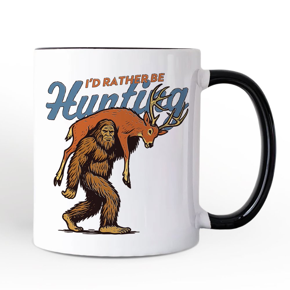 Iโd Rather Be Hunting Bigfoot Personalized Mug, Funny Sasquatch Hunter Gift with Custom Name
