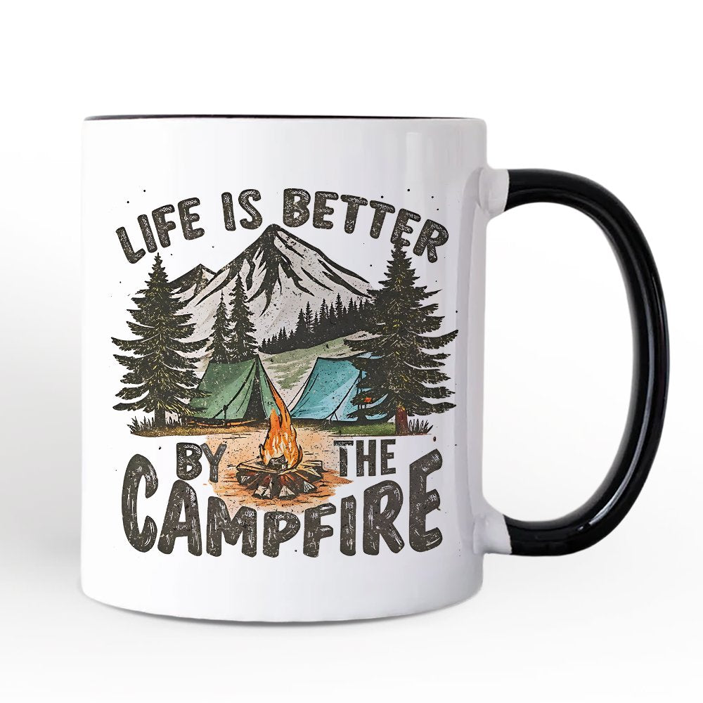 Life Is Better by the Campfire Personalized Mug, Outdoors Camping Gift with Custom Name