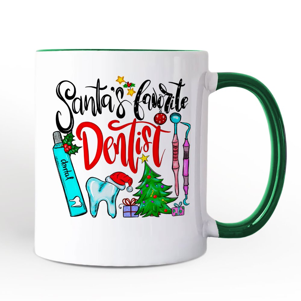 Santaโs Favorite Dentist Christmas Personalized Mug, Dental Healthcare Appreciation Gift with Custom Name