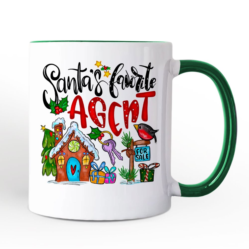 Santaโs Favorite Real Estate Agent Personalized Mug, Appreciation Gift for Realtor and Sales Closing with Custom Name