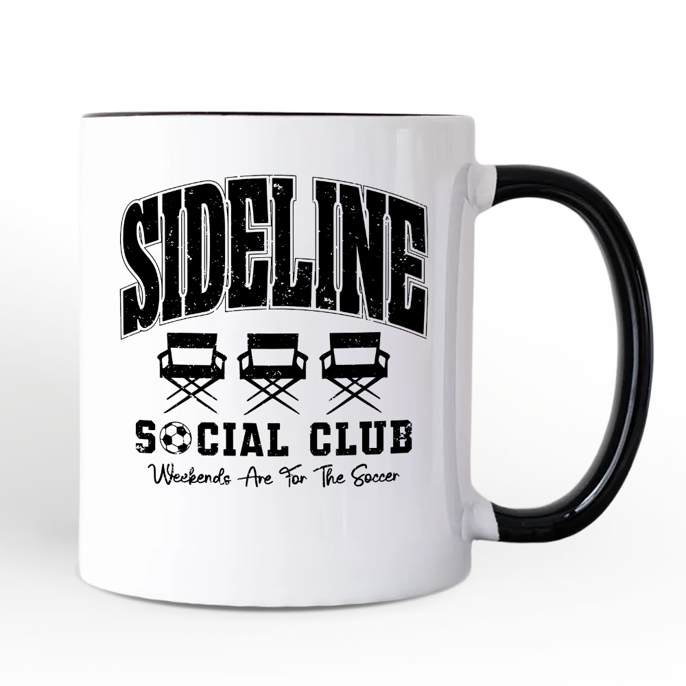 Sideline Social Club Soccer Personalized Mug, Weekends Are for the Soccer Game Day Gift with Custom Name