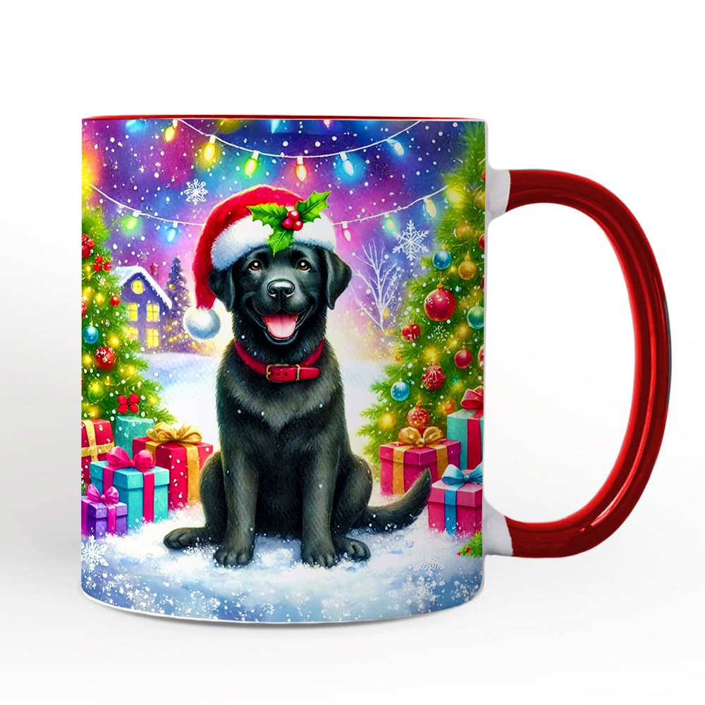 Sparkling Yuletide Black Labrador Retriever Personalized Mug, Joyful Christmas Gift with Custom Name