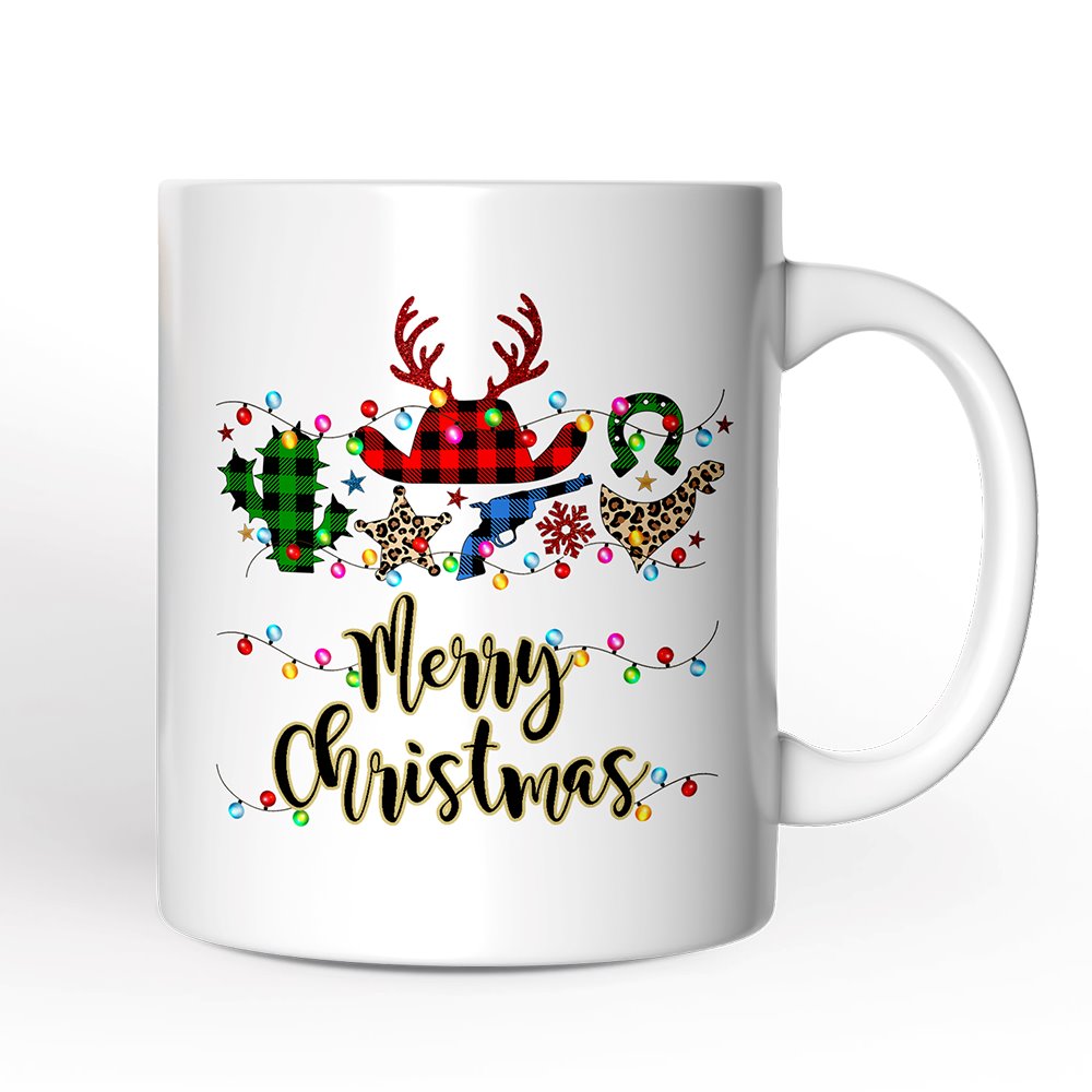 Personalized Mug Buffalo Plaid Gunslinger Western Cowboy Style Christmas