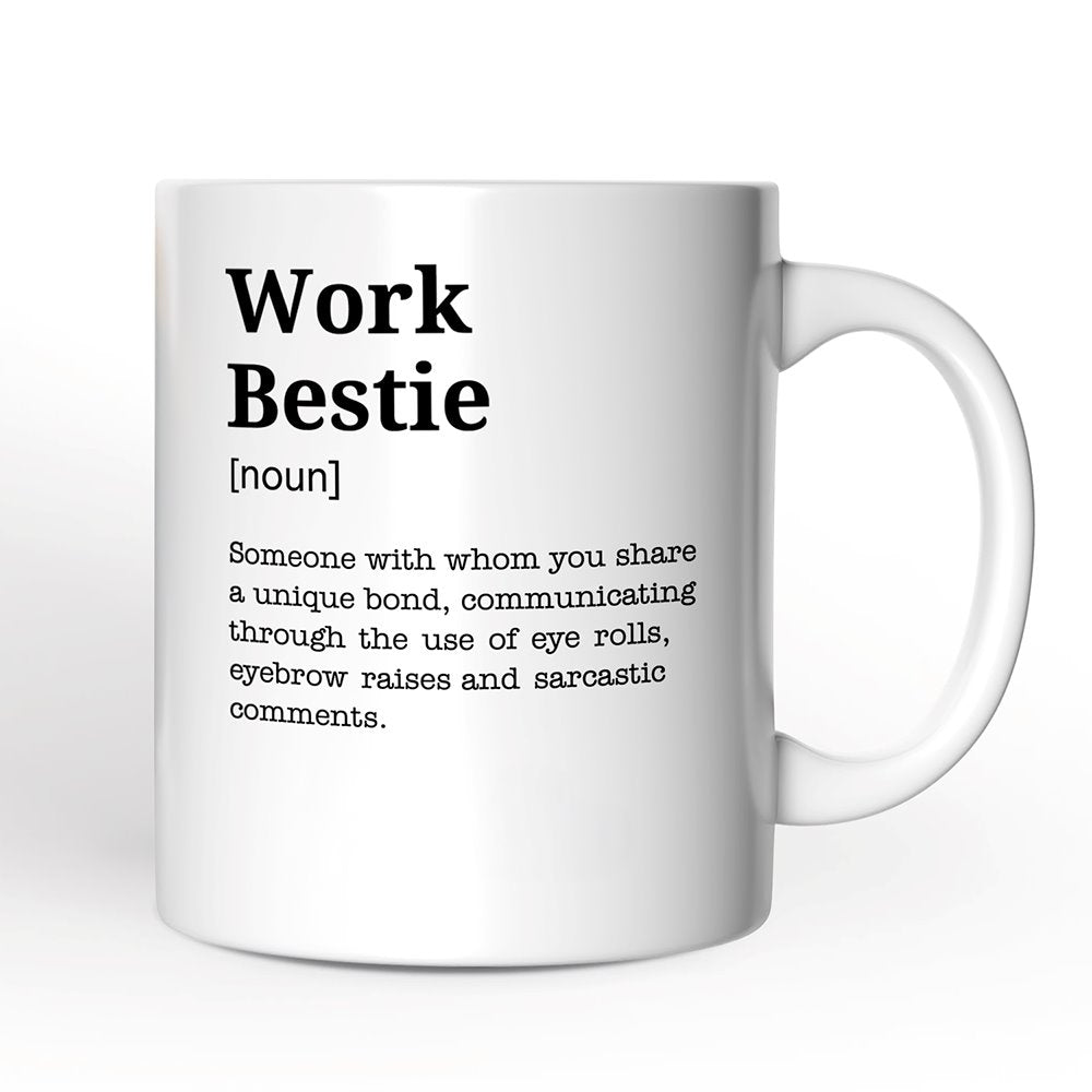 Work Bestie Definition Personalized Mug, Funny Coworker Gift with Custom Name