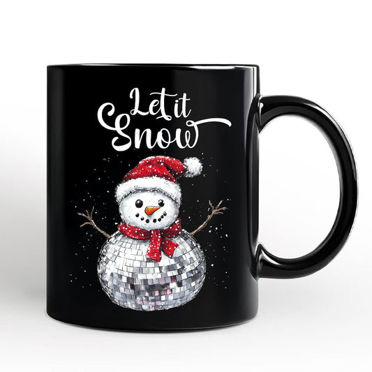 Disco Snowman Christmas Personalized Mug, Retro Holiday Gift with Custom Name for Dancers