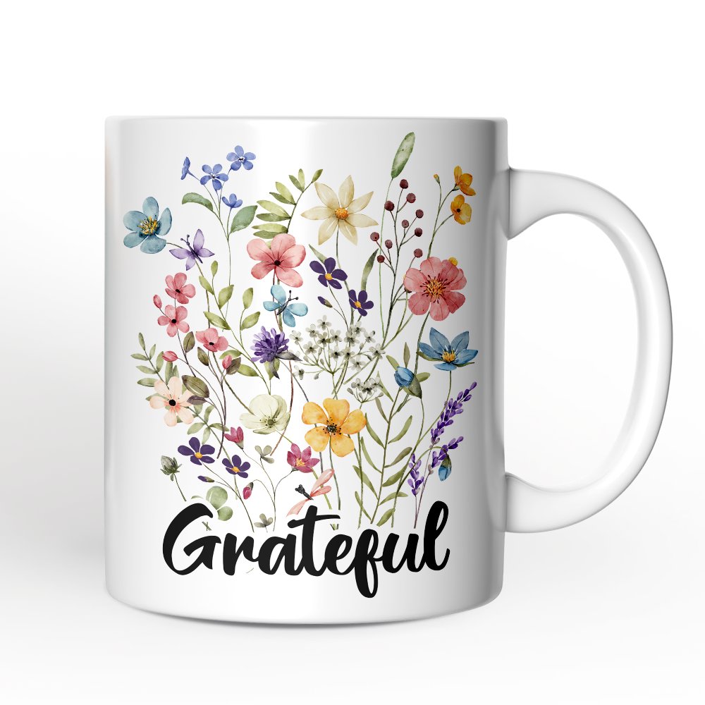 Wildflower Bouquet Personalized Mug, Floral Custom Gift with Name