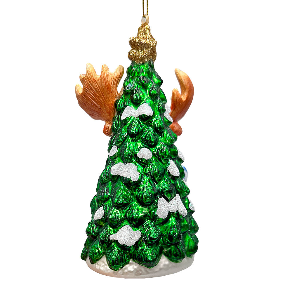 Cozy and Cute Sweater Moose Glass Christmas Ornament, Farmhouse Elk Tree Decoration