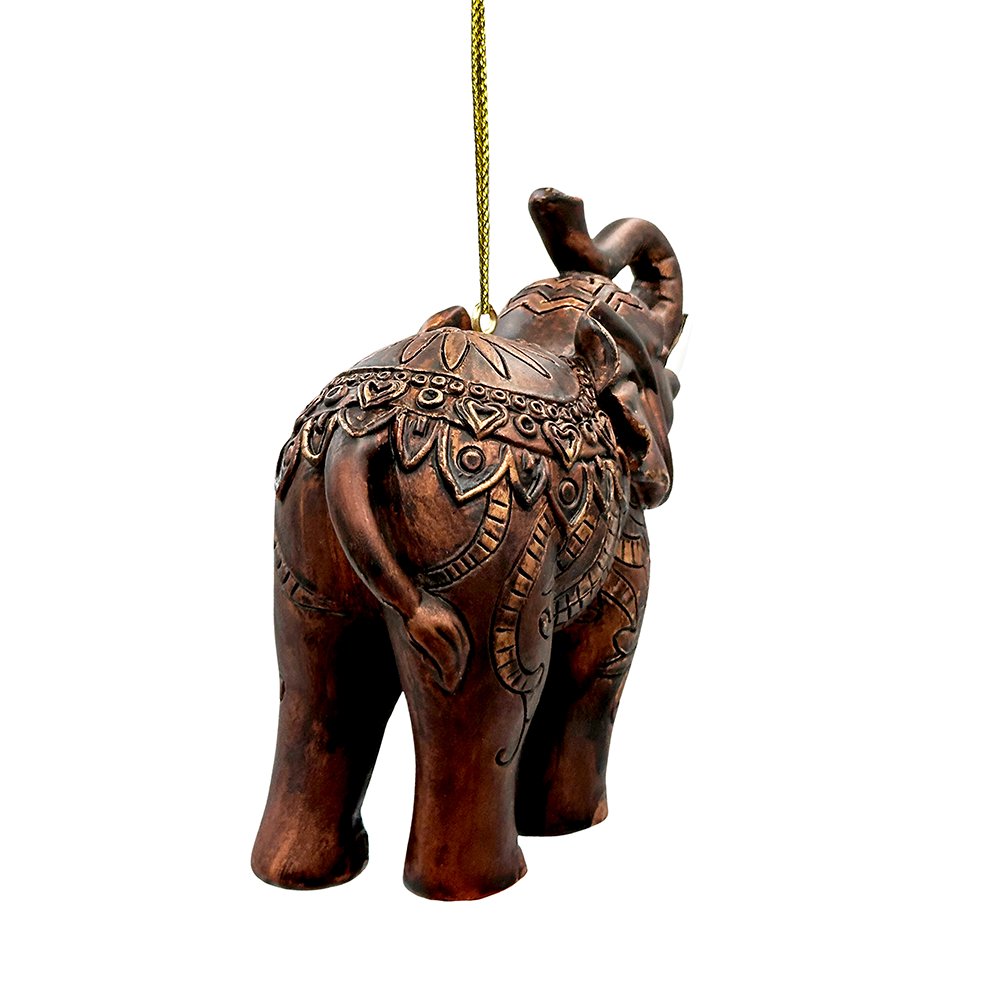 Boho Elephant Ornament, Exotic Resin Christmas Tree Decor