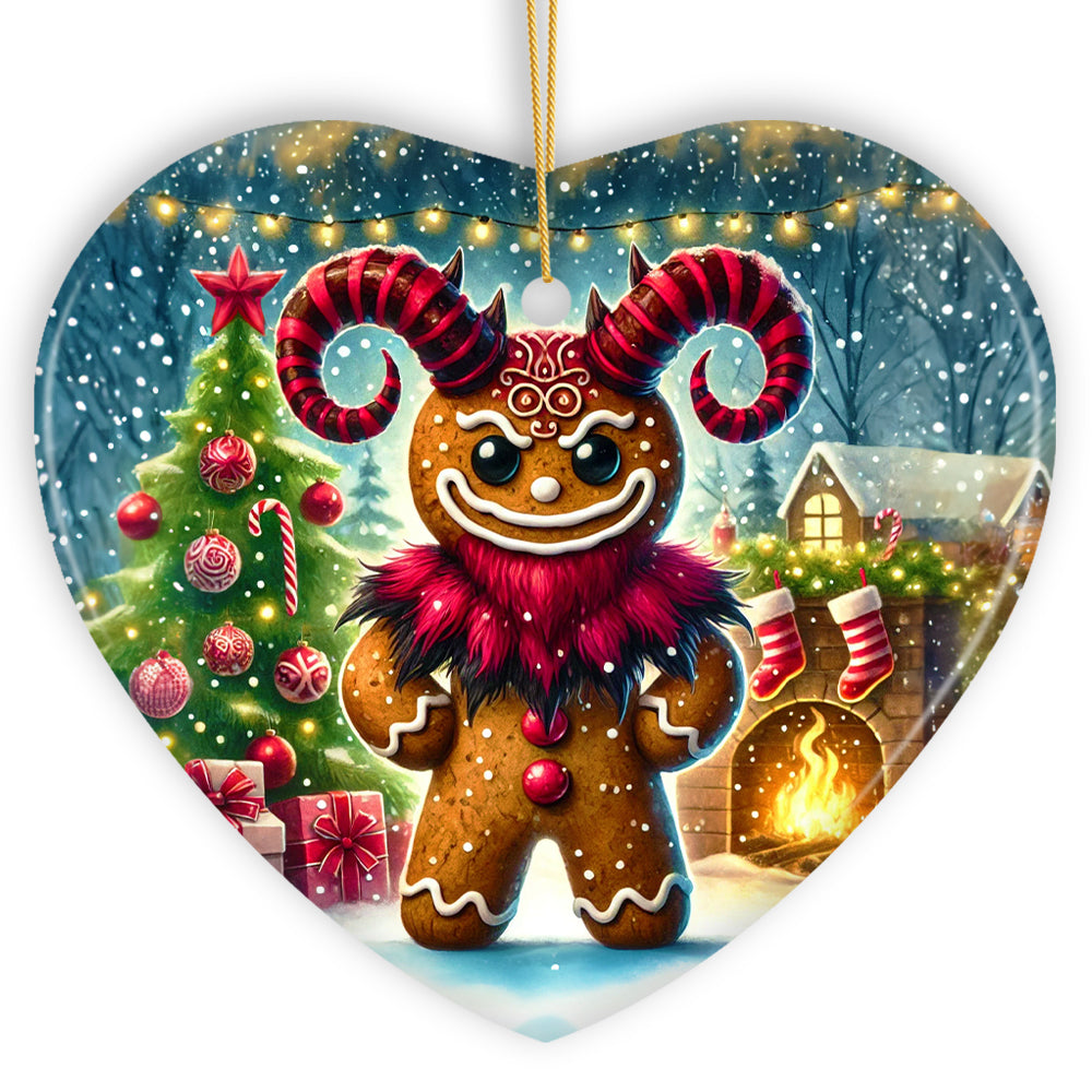 Frosted Krampus Gingerbread Man Ornament, Mischievous Christmas Gift and Decor