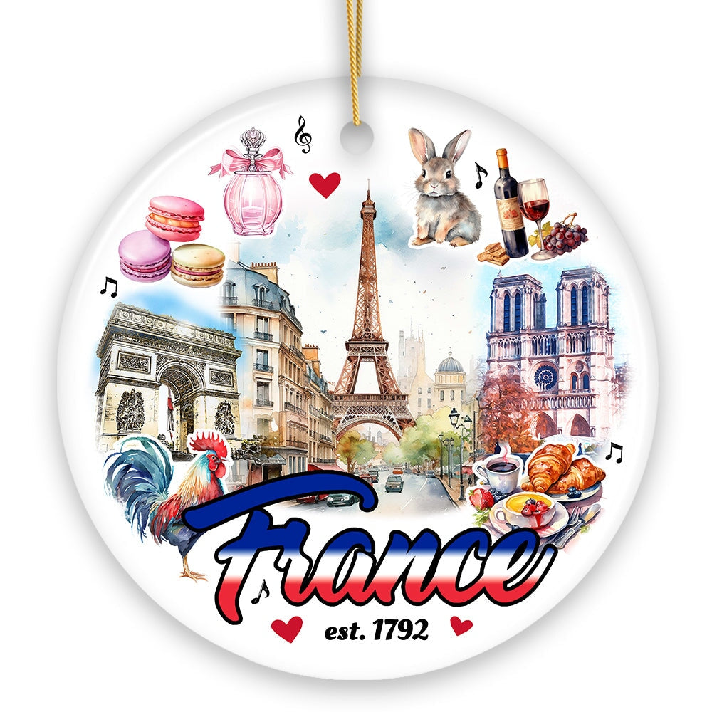 Elegant Art Compilation of French Landmarks Ornament, France Souvenir Gift