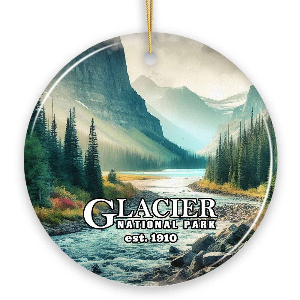 Glacier National Park Serene Nature Ornament, Traveler Christmas Gift and Montana Souvenir