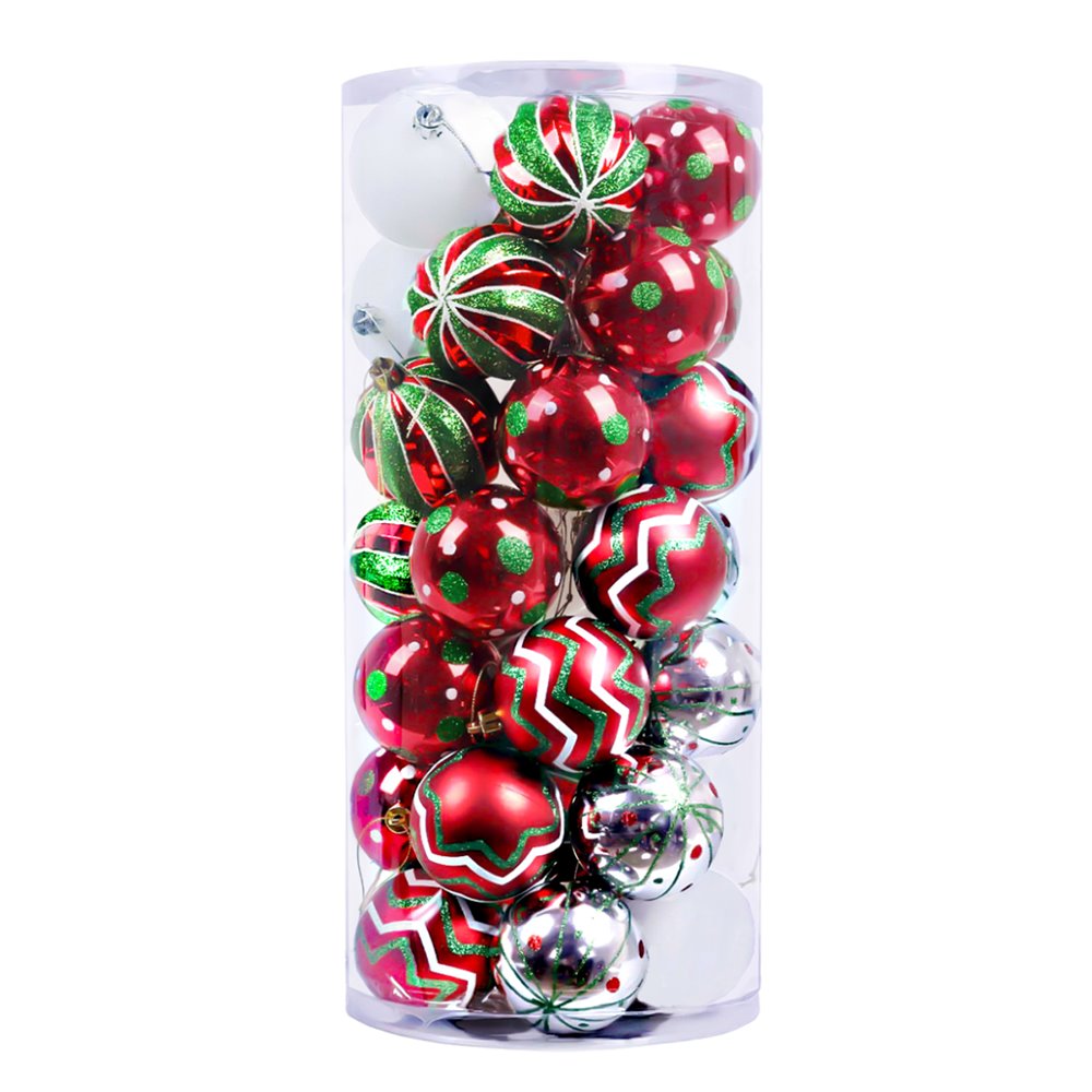 Playfully Patterned Christmas Ornament Bauble Set, 35 Round Holiday Balls