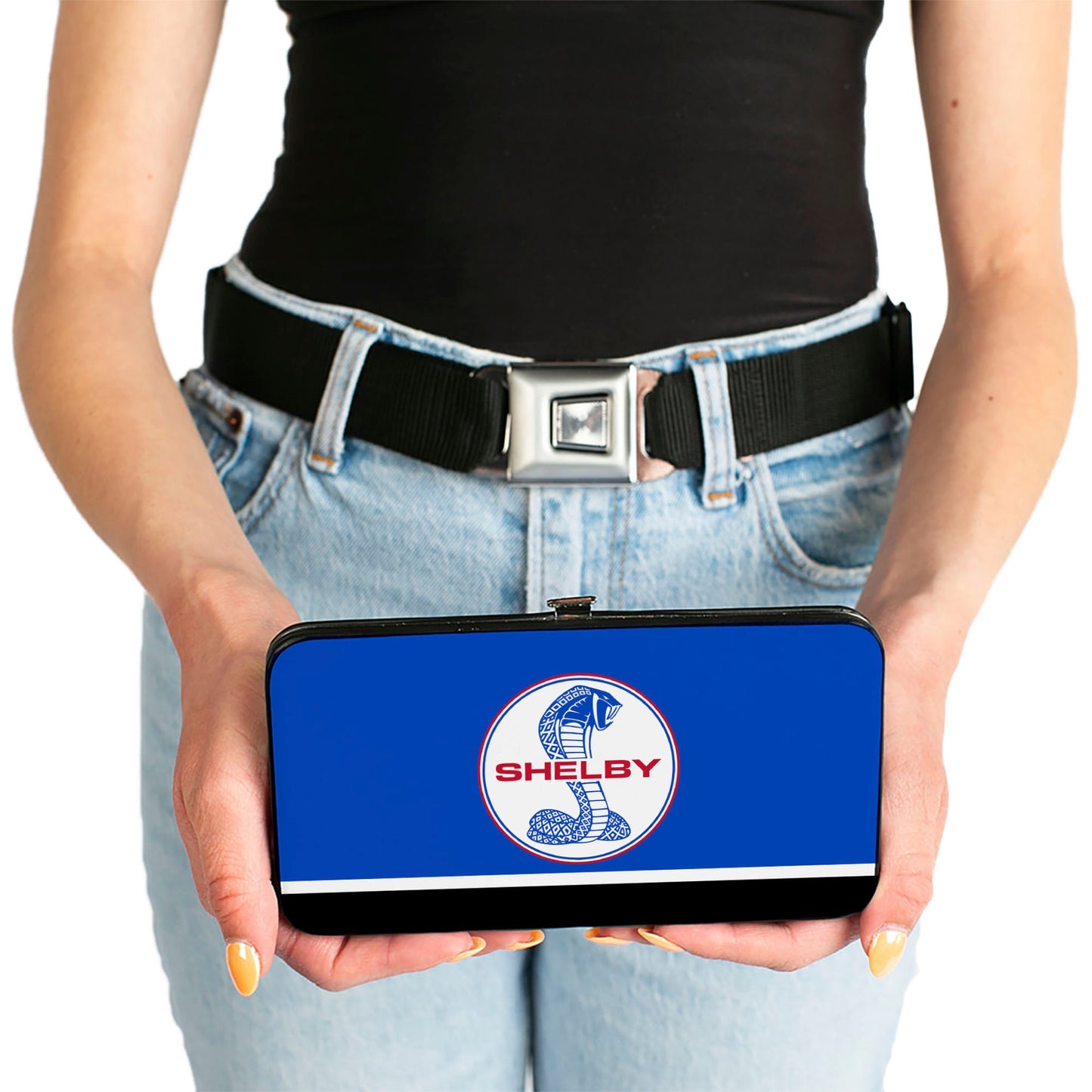 Hinged Wallet - SHELBY Tiffany Split Stripe Blue Red White Black