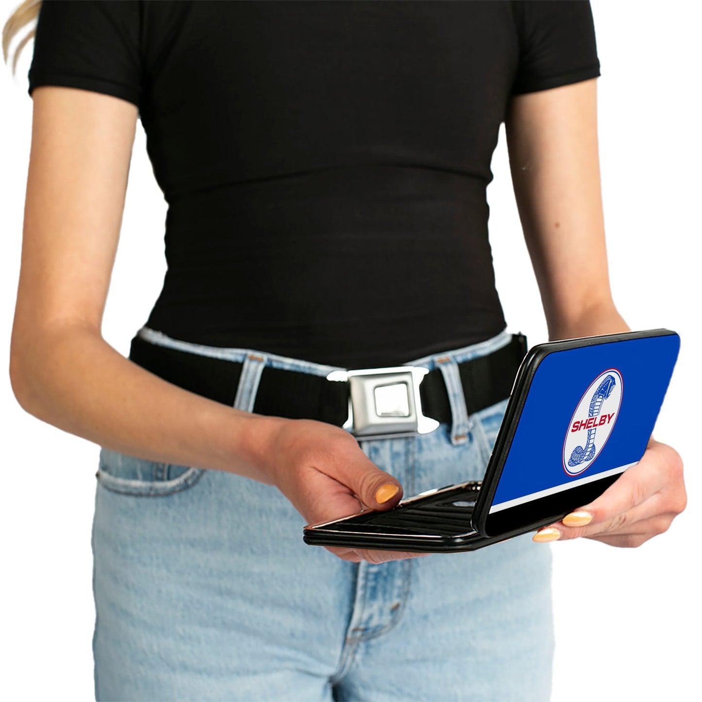 Hinged Wallet - SHELBY Tiffany Split Stripe Blue Red White Black