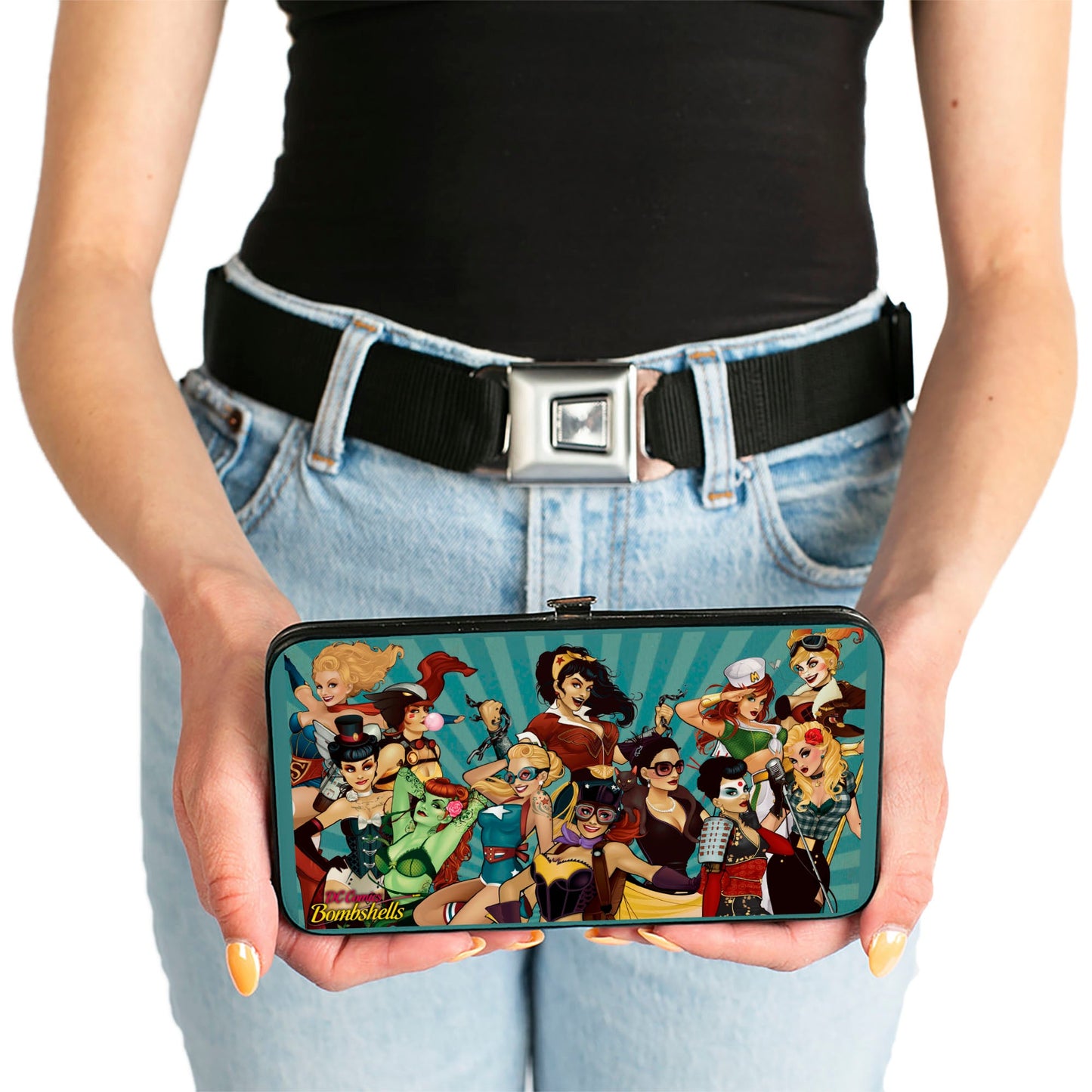 Hinged Wallet - 12-DC BOMBSHELLS Group Pose Rays Blues