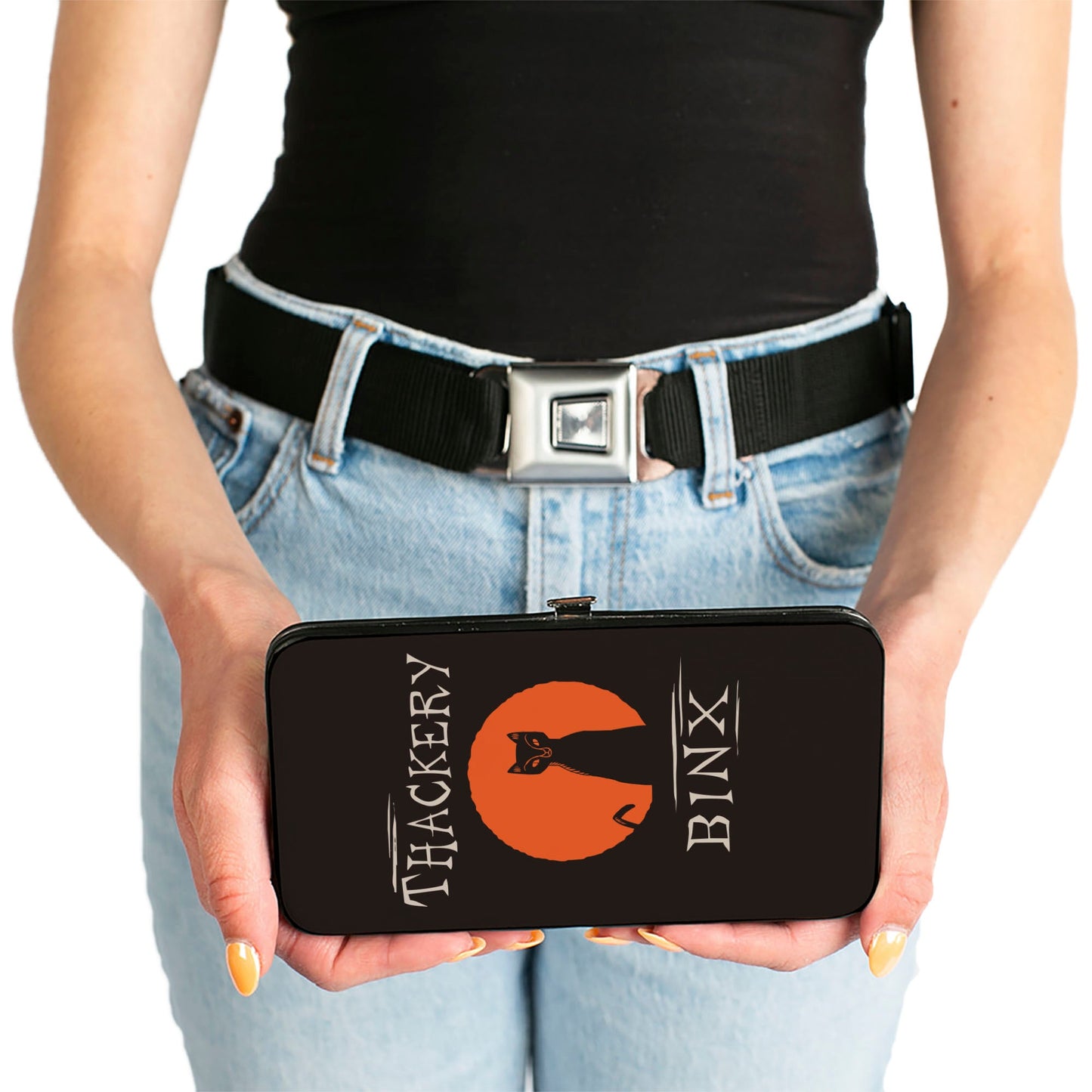 Hinged Wallet - Hocus Pocus THACKERY BINX Cat Moon Silhouette Black Orange