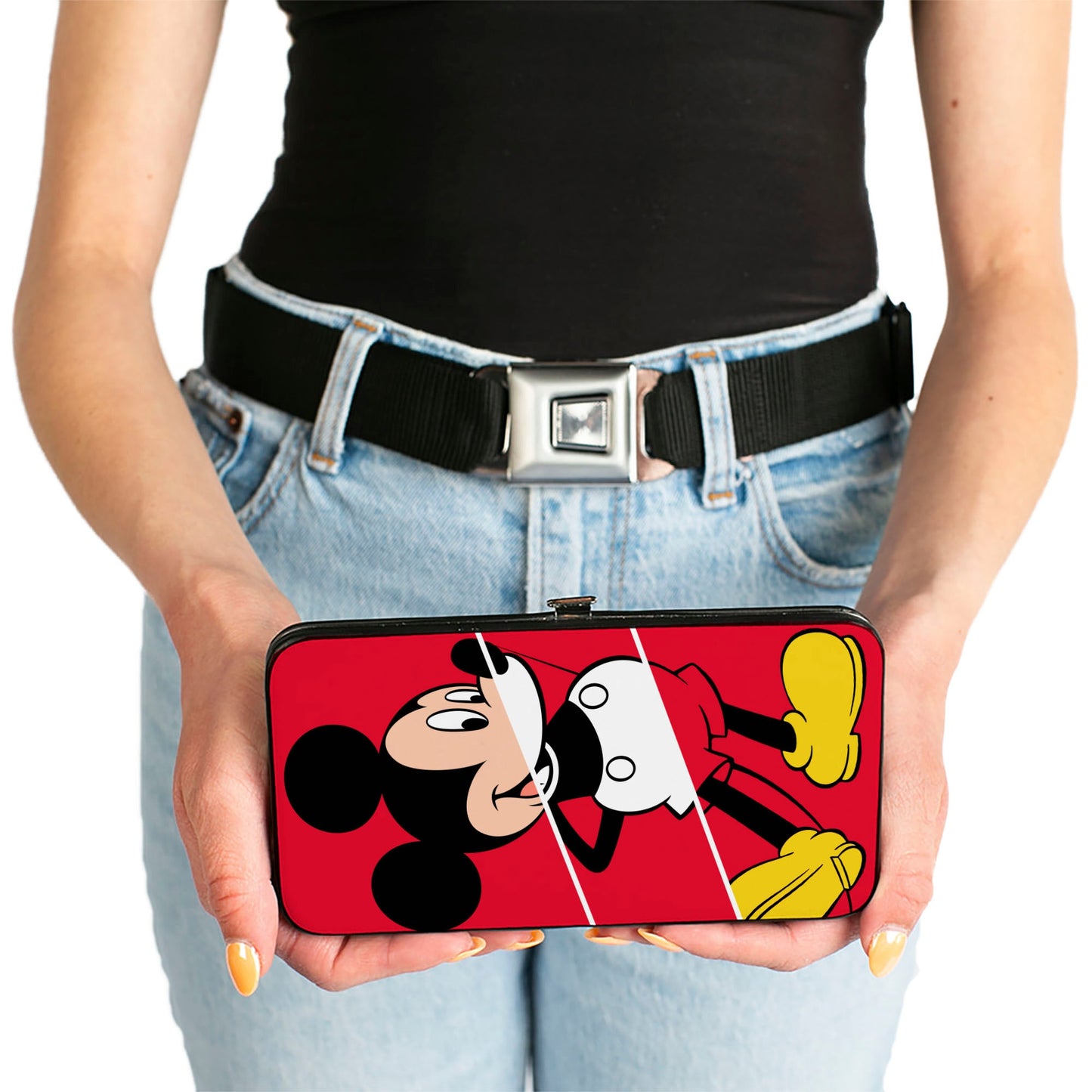 Hinged Wallet - Mickey Mouse Classic Pose + THE TRUE ORIGINAL Stripe Red White Yellow