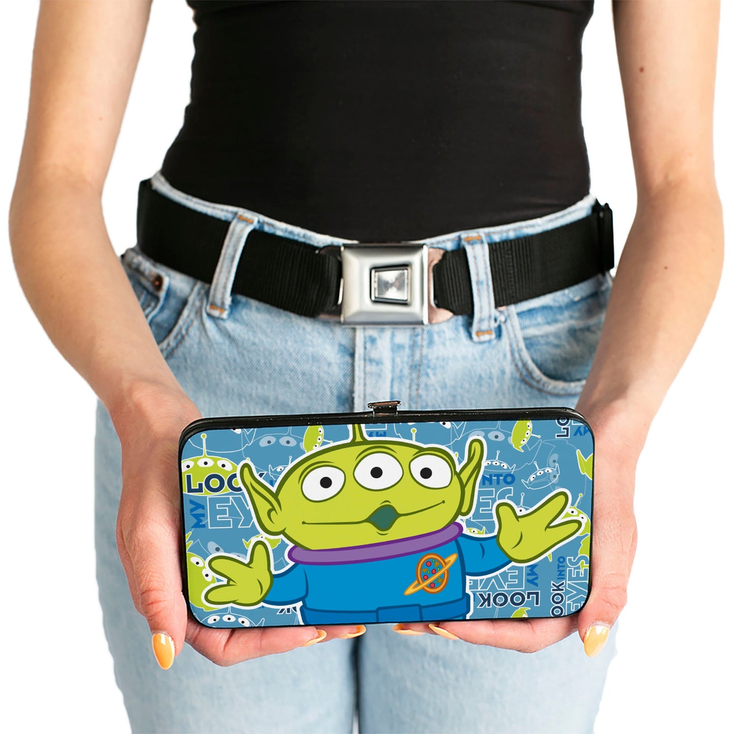 Hinged Wallet - Toy Story Alien Pose LOOK INTO MY EYES Icons Blues Greens
