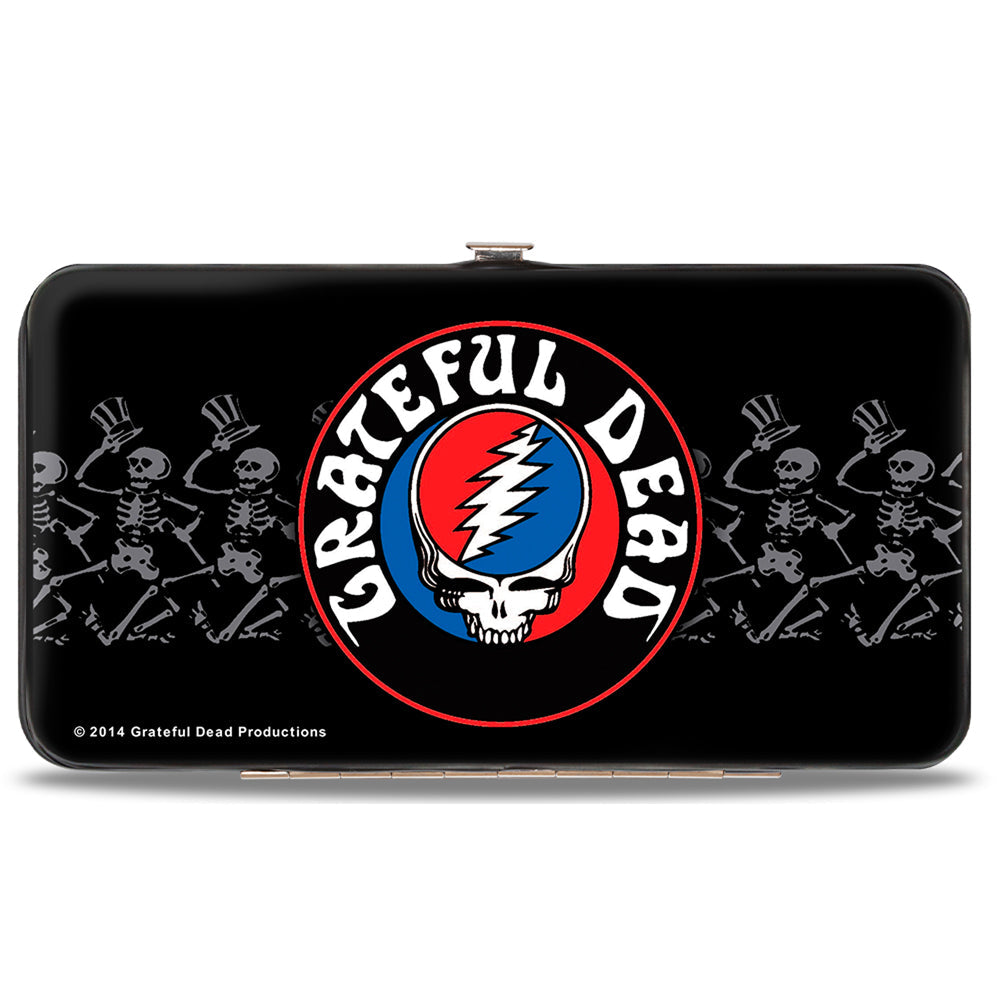 Hinged Wallet - GRATEFUL DEAD Steal Your Face Logo Dancing Skeletons Black Gray Red White Blue
