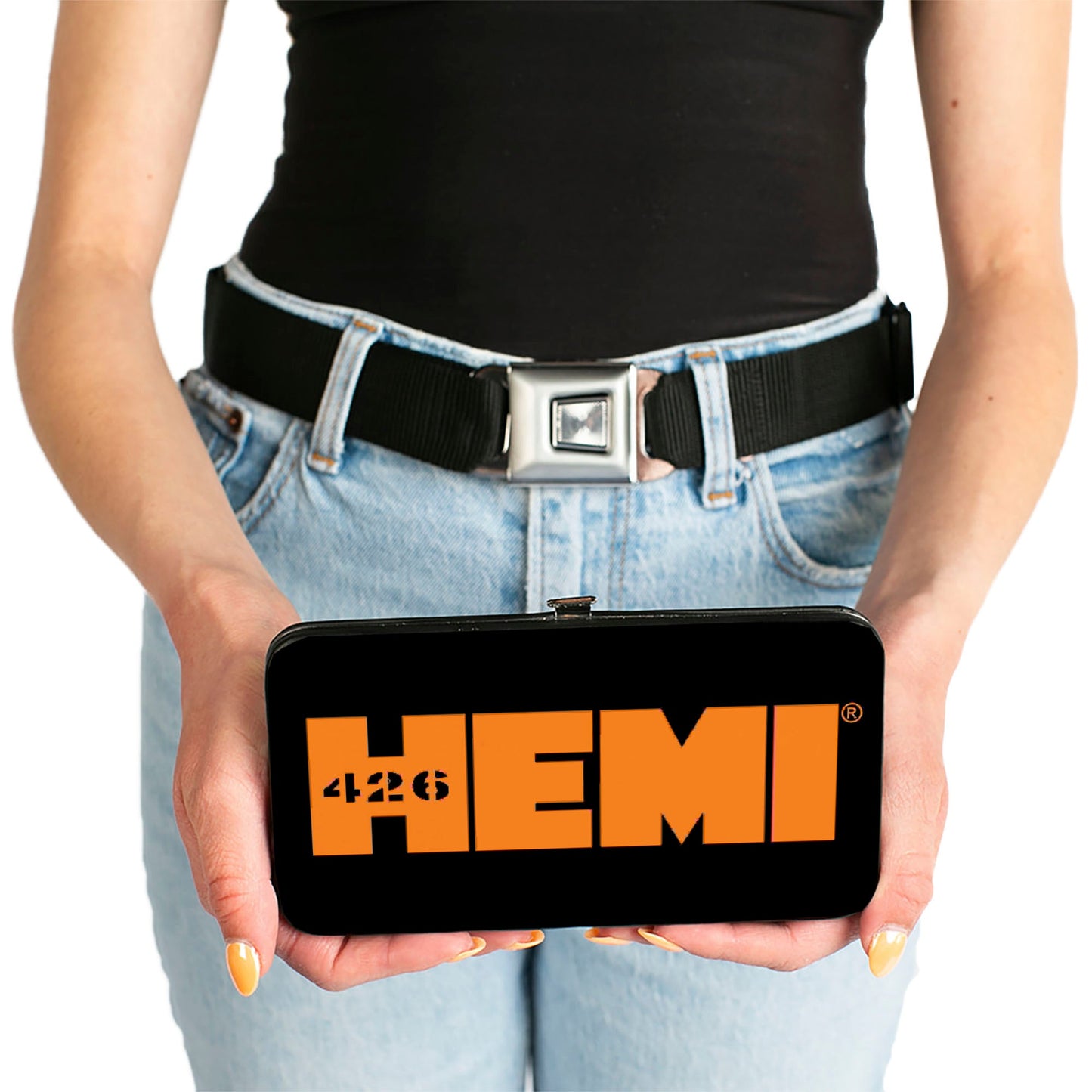 Hinged Wallet - HEMI 426 Logo2 Black White Orange
