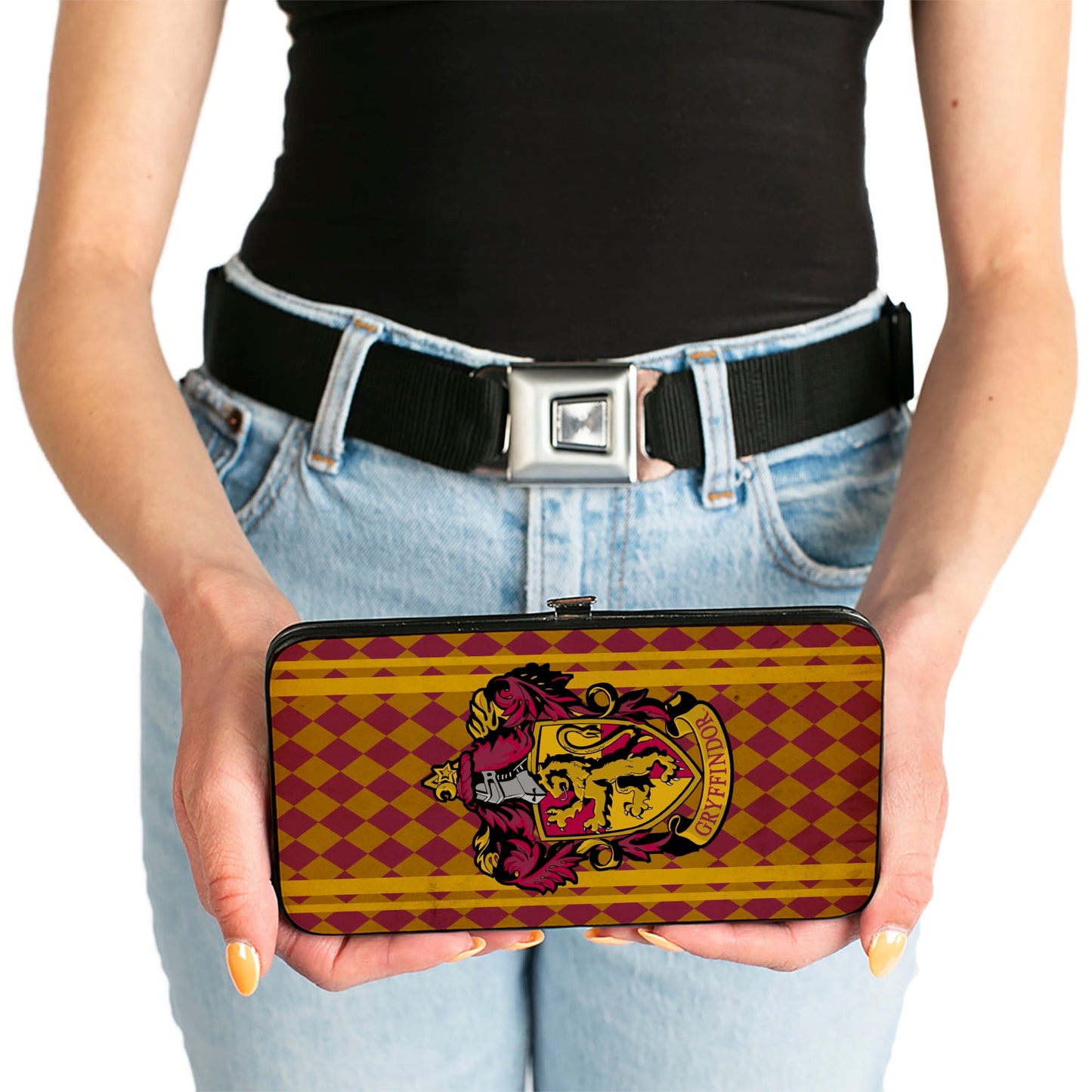 Hinged Wallet - GRYFFINDOR Crest Stripes Diamonds Red Golds