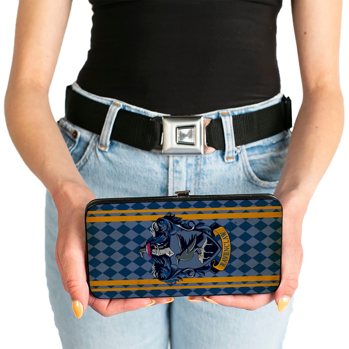 Hinged Wallet - RAVENCLAW Crest Stripes Diamonds Blues Gold