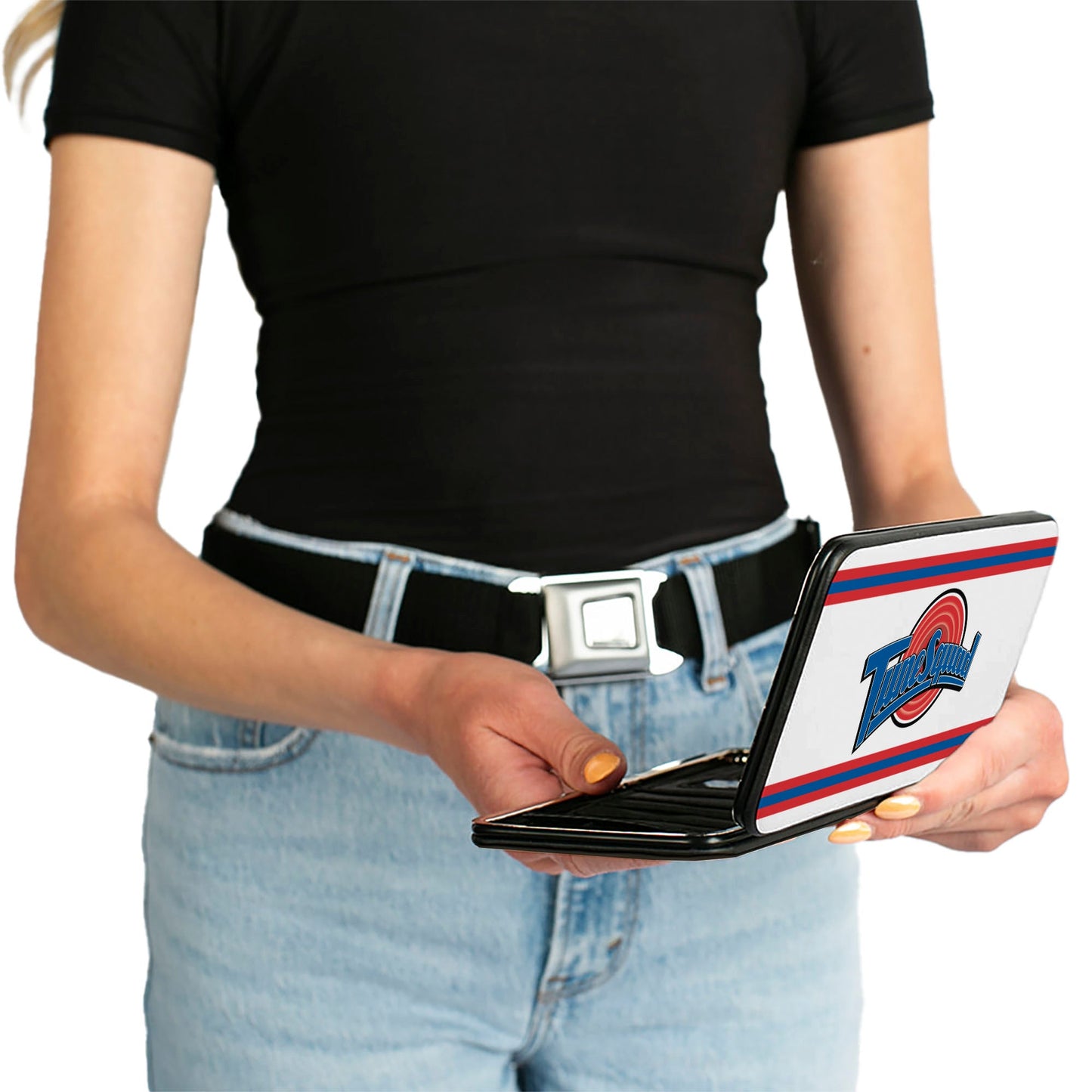 Hinged Wallet - Space Jam TUNE SQUAD Logo Stripe White Red Blue