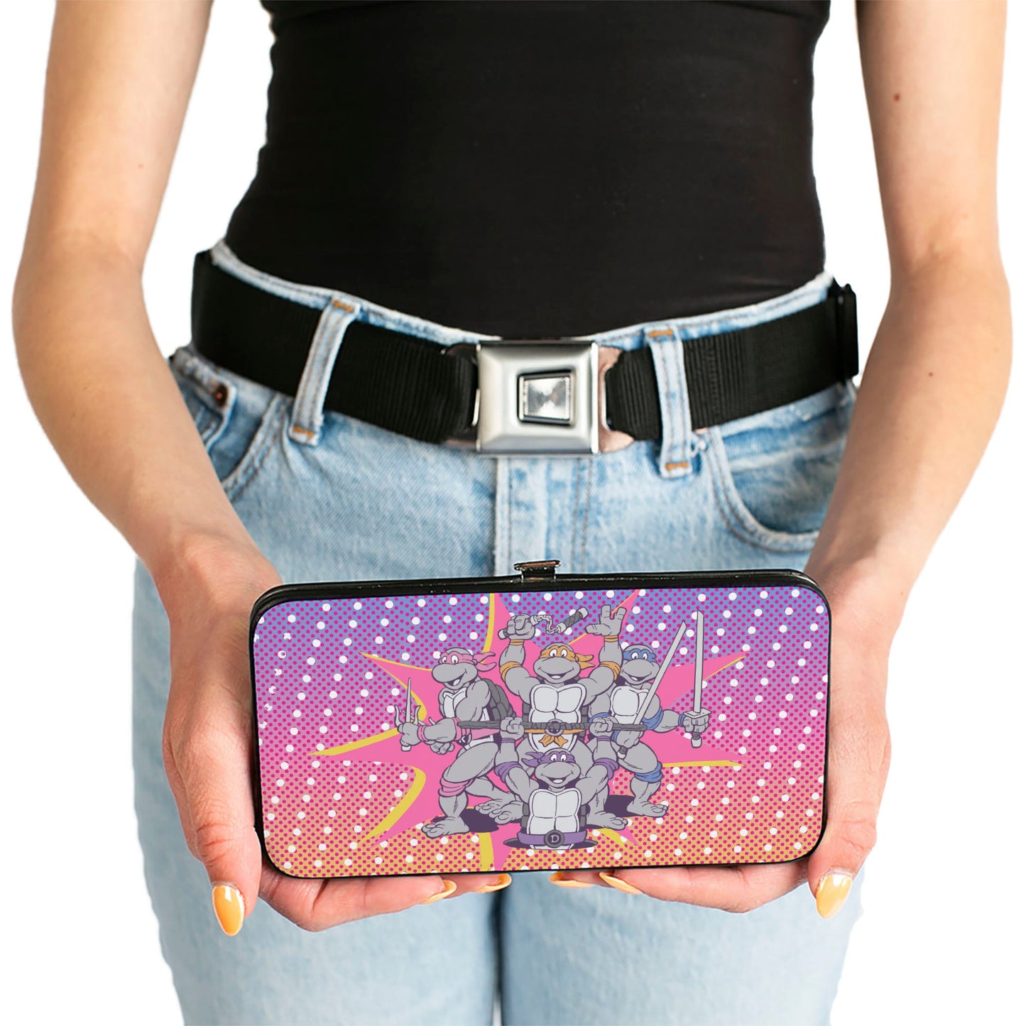 Hinged Wallet - Classic Teenage Mutant Ninja Turtles Group Pose + I "HEART" NINJAS Multi Pastel