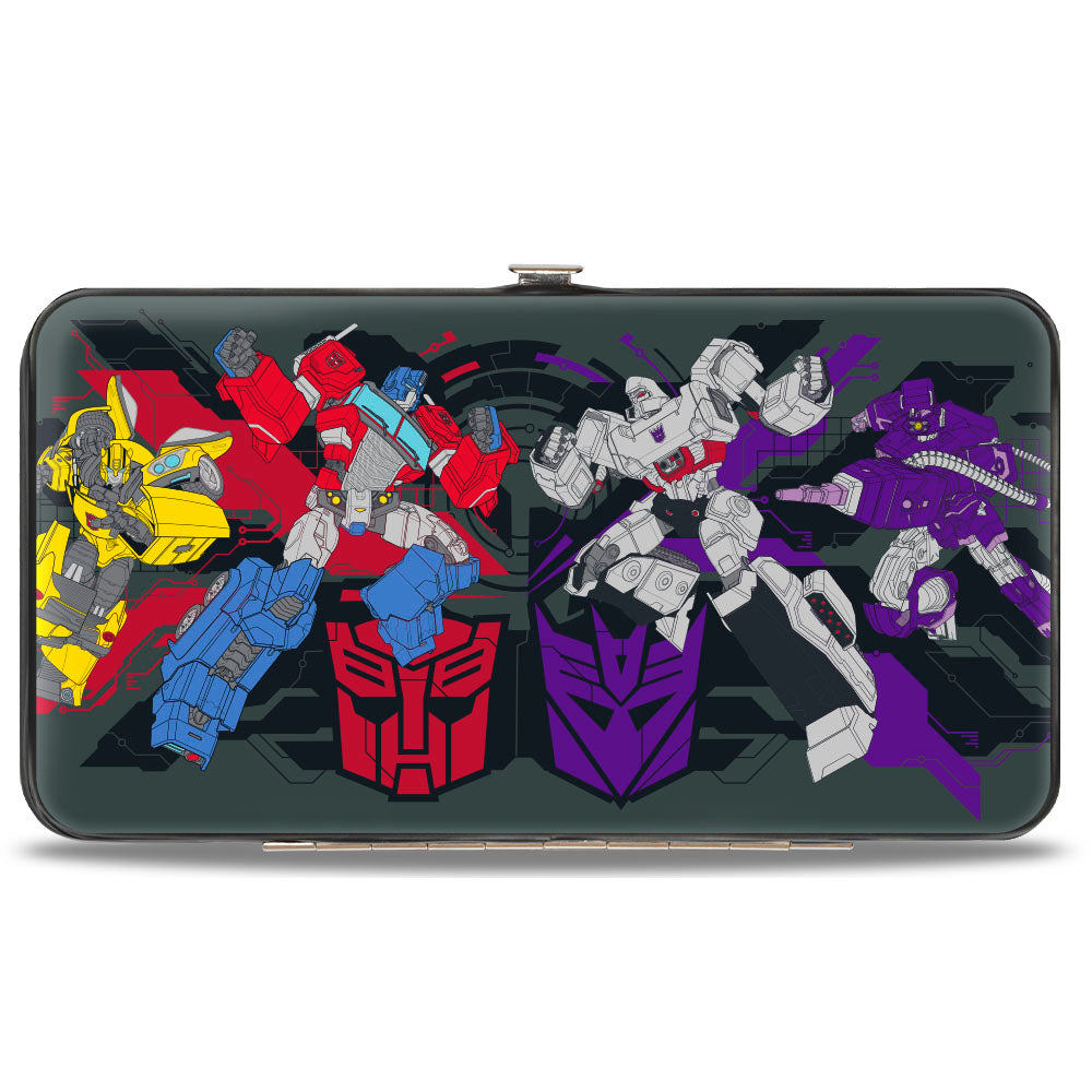 Hinged Wallet - Transformers Autobots Versus Decepticons Action Poses and Logos Grays/Black